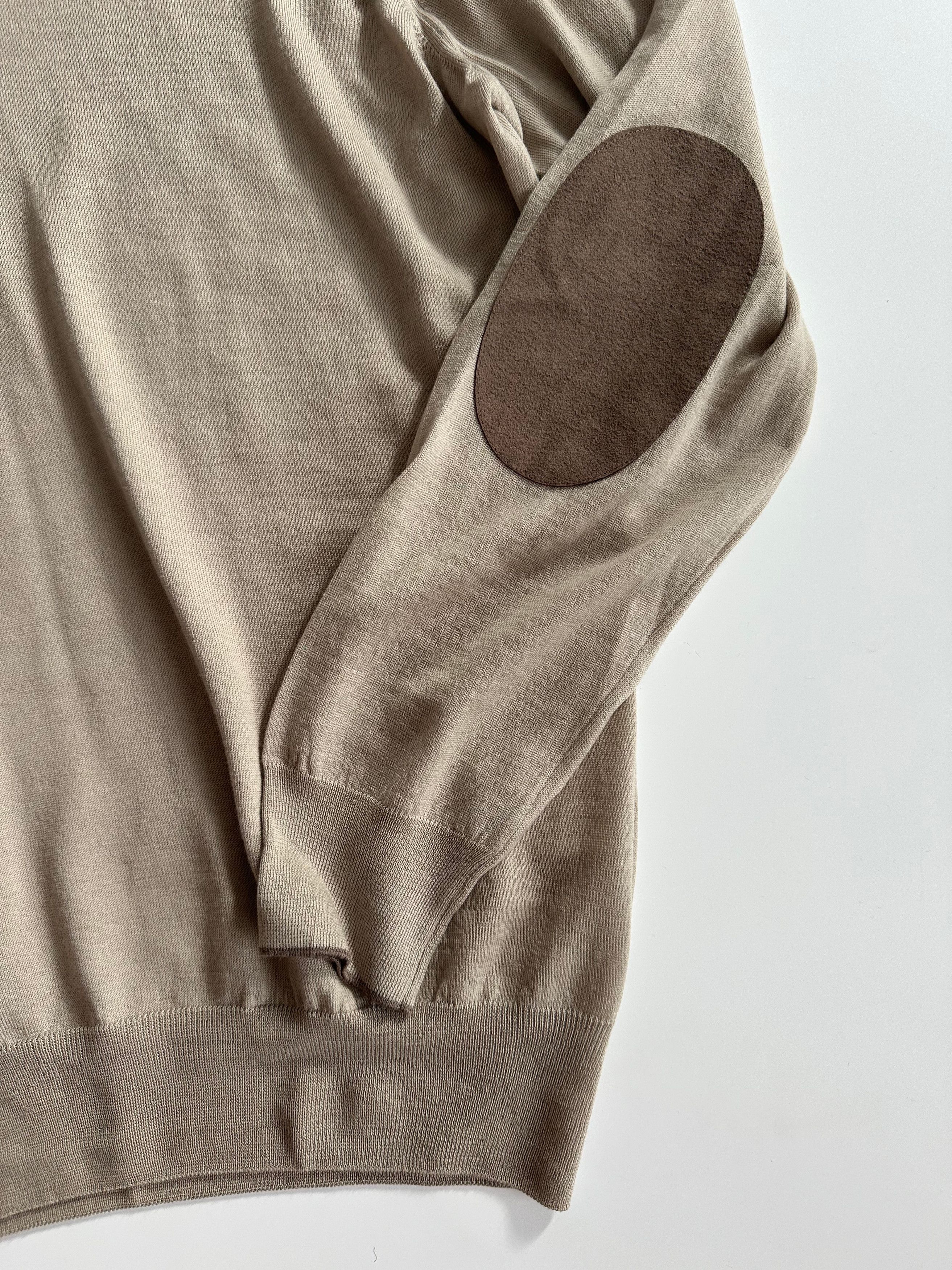 Gran Sasso Gran Sasso 100% Wool V neck beige sweater jumper Size US L / EU 52-54 / 3 - 3 Thumbnail