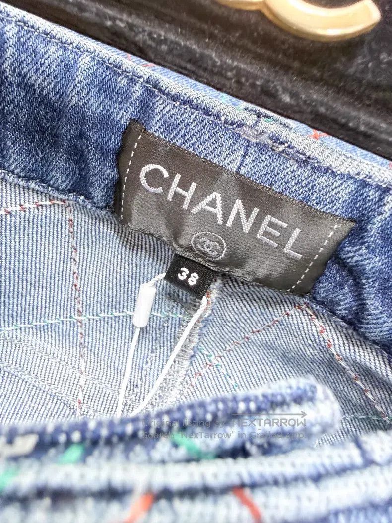 Chanel Chanel Colored line diamond plaid denim trousers Size 25" / US 0 / IT 36 - 4 Thumbnail