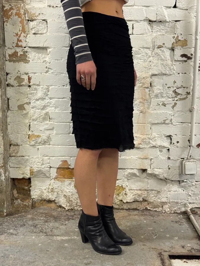 Vintage 1990s Plein Sud Black Silk Skirt Size 24" / US 00 / IT 34 - 2 Thumbnail