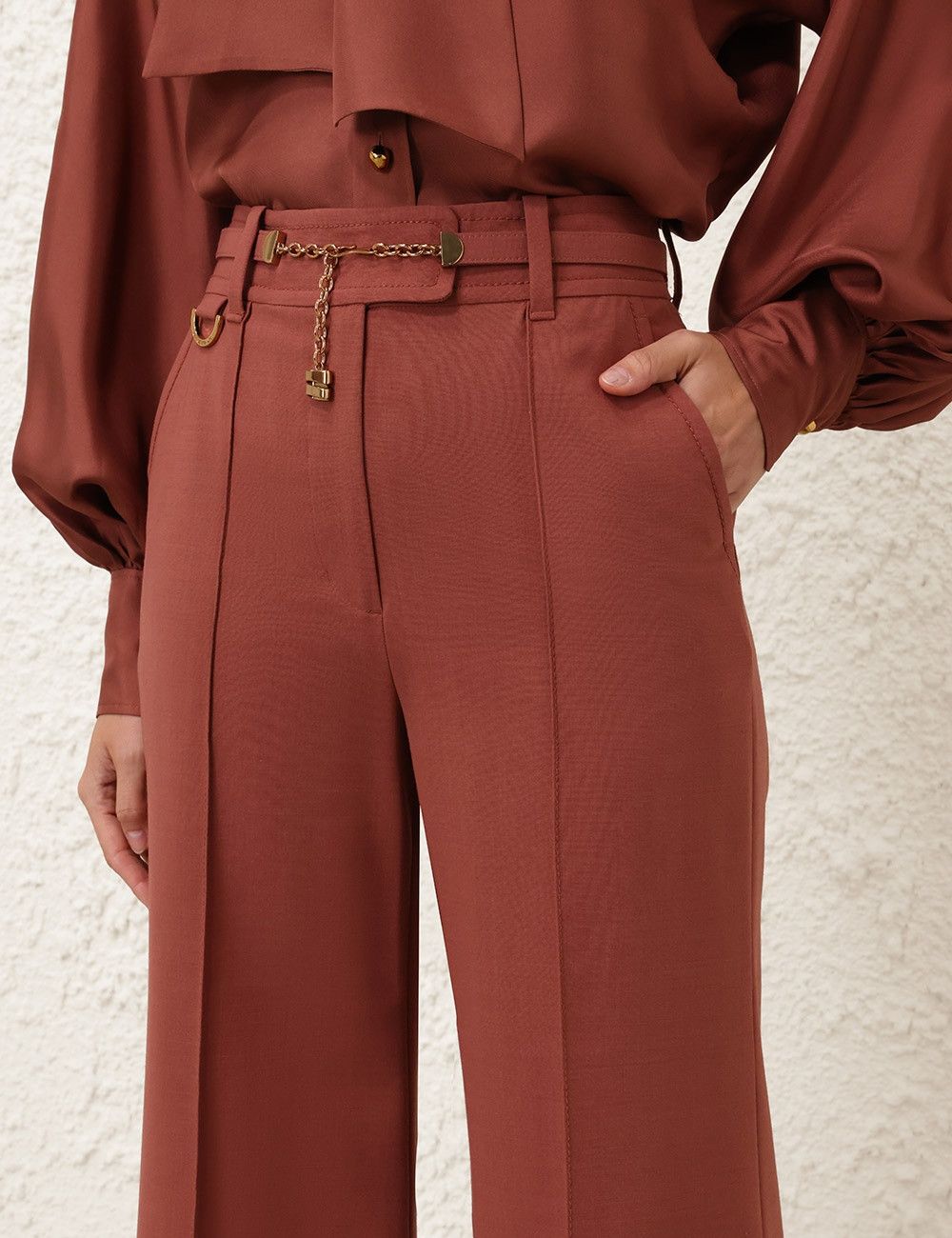 Zimmermann oc11z0825 Illustration Tailored Pant in Lipstick Size 26" / US 2 / IT 38 - 5 Thumbnail