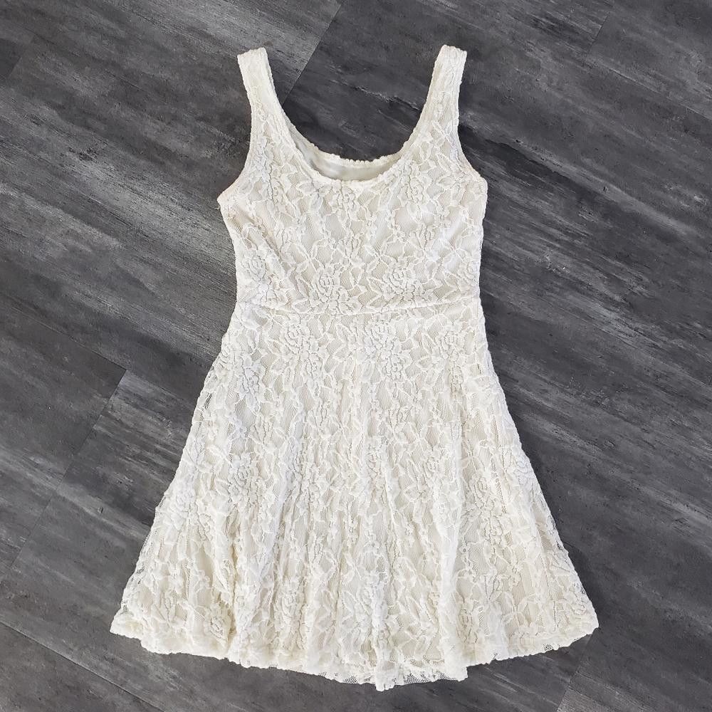 Designer Cream Lace Detailed Babydoll Mini Size S / US 4 / IT 40 - 2 Thumbnail