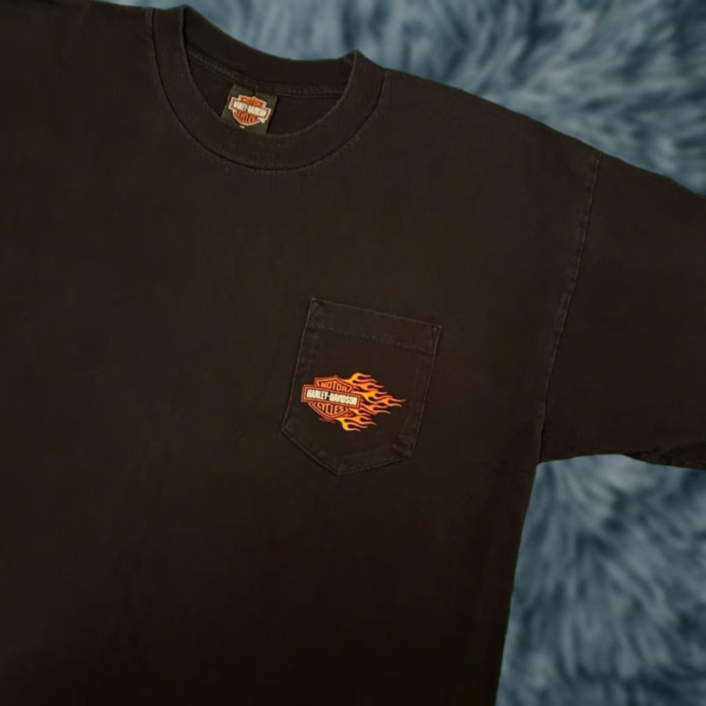 Harley Davidson VINTAGE Harley-Davidson Biker Flames Logo T-Shirt Mens XL Black Short Sleeve Logo 90s Y2K Vintage VTG Shirt Mens XL Size US XL / EU 56 / 4 - 1 Thumbnail