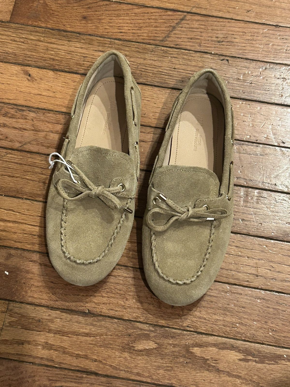 H&M H & M Premium Collection Light Beige Suede Driving Moccasins Size US 7 / IT 37 - 1 Thumbnail
