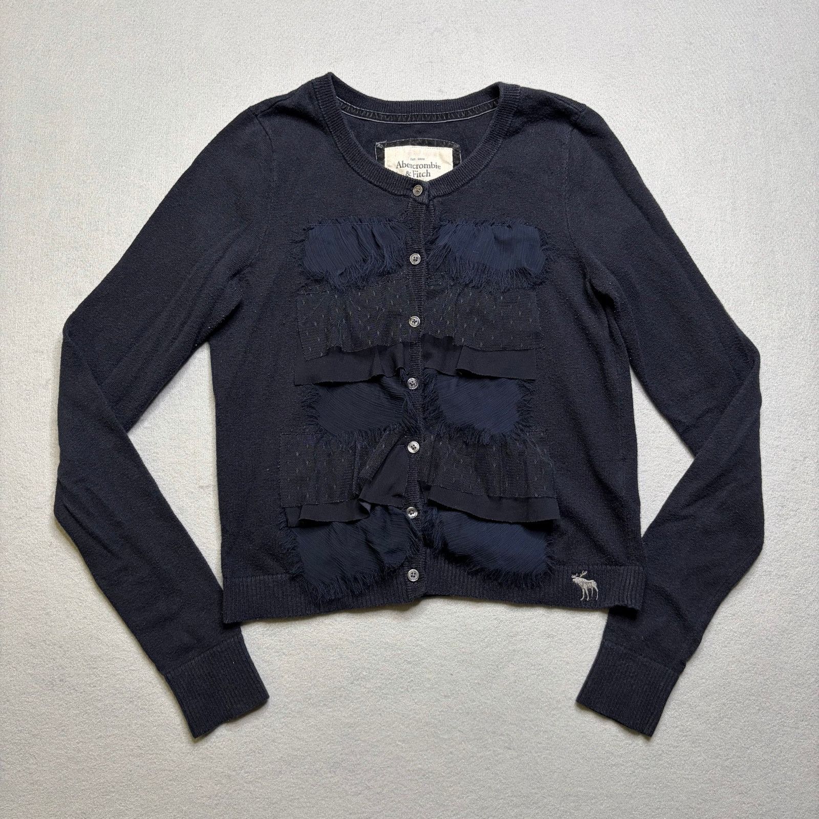 Abercrombie & Fitch Abercrombie & Fitch Cardigan Womens Blue Ruffle Y2K Vintage Size M / US 6-8 / IT 42-44 - 1 Thumbnail