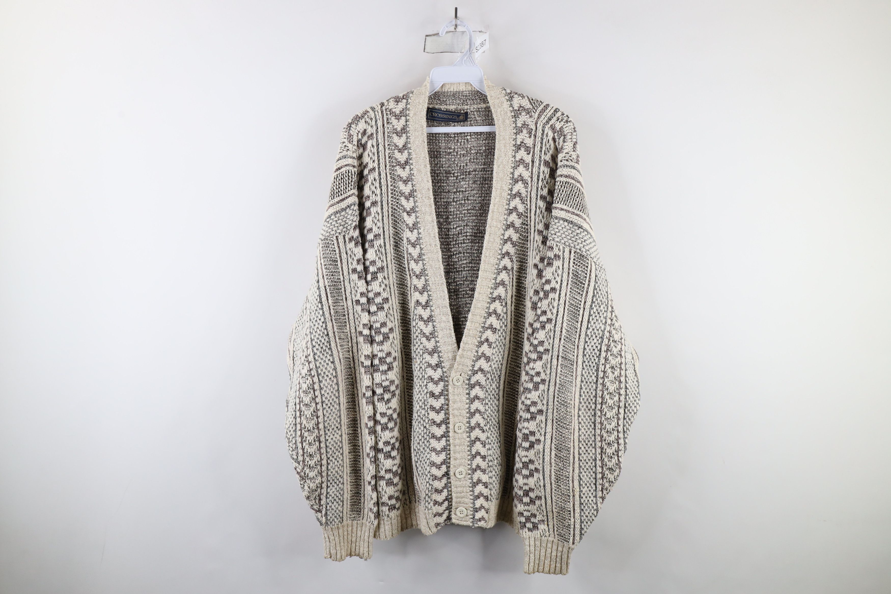 Vintage Vintage 90s Coogi Style Ribbed Knit Cardigan Sweater Size US XXL / EU 58 / 5 - 1 Thumbnail