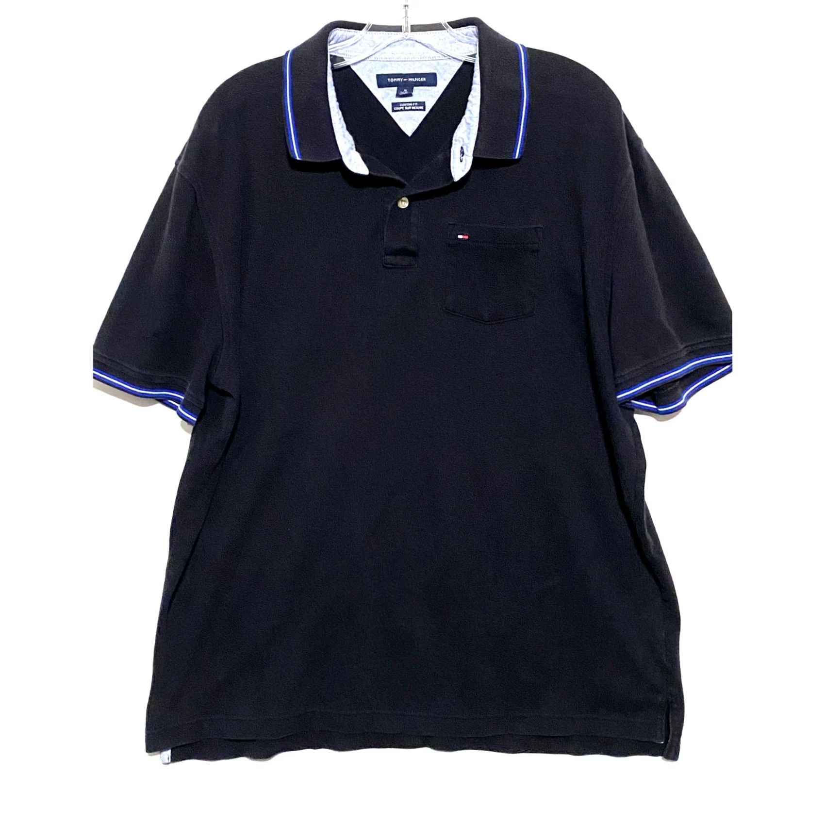 Tommy Hilfiger Tommy Hilfiger Custom Fit Pocket Sewn Logo Polo Shirt Mens XL Preppy Classic Y2K Polo Mens XL Black Size US XL / EU 56 / 4 - 2 Thumbnail