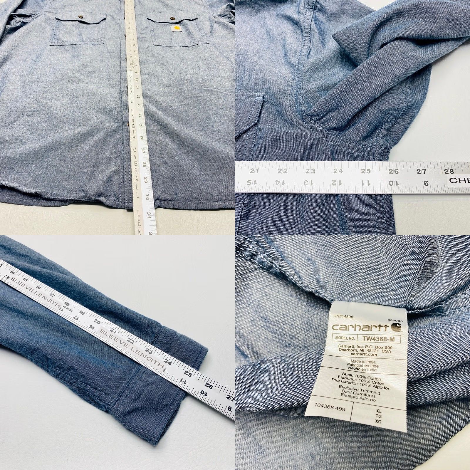 Carhartt Carhartt Shirt Mens XL Blue Chambray Midweight Button-Up Loose Fit Chest Pockets 8034 Size US XL / EU 56 / 4 - 8 Thumbnail