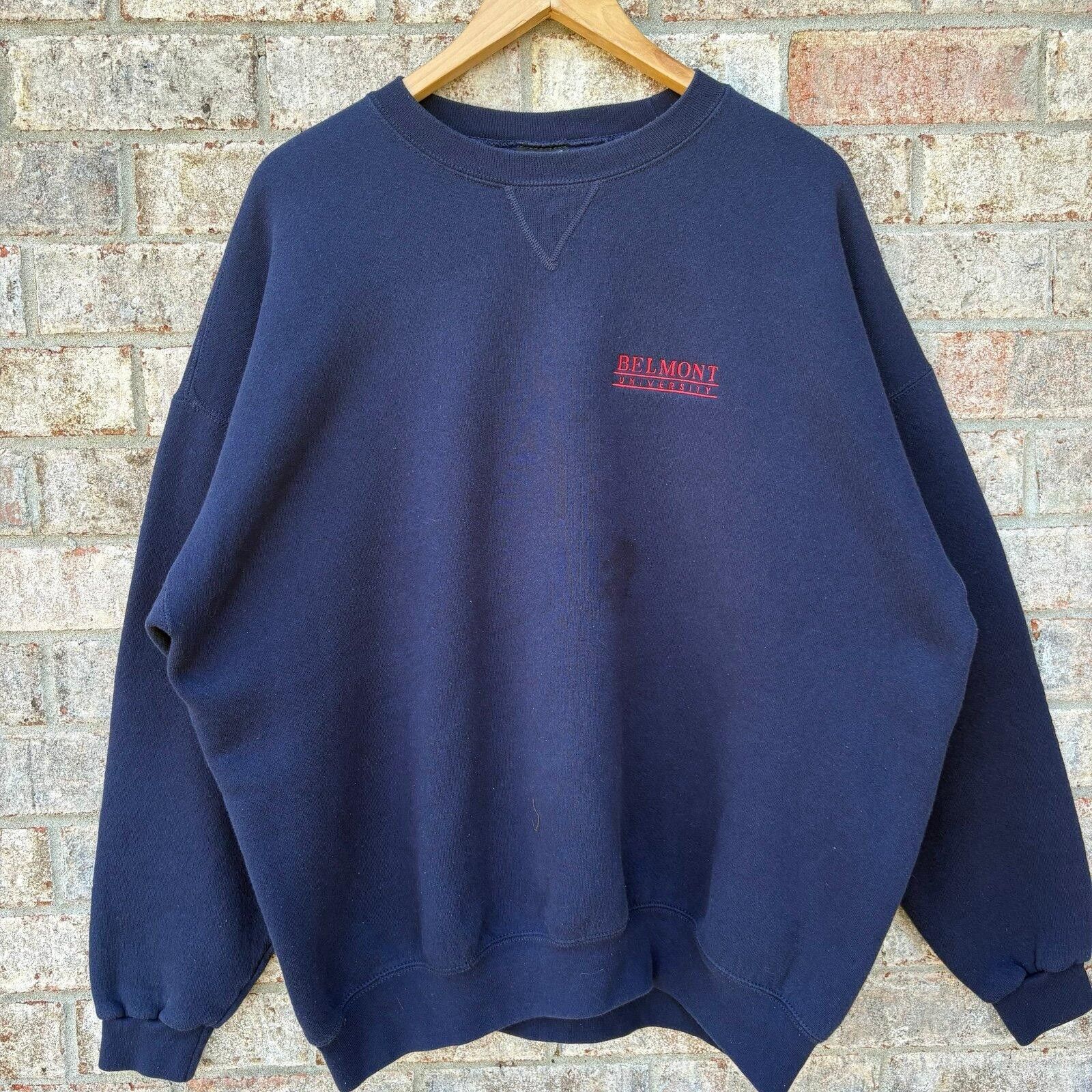 Soffe Vintage 90s Belmont University Navy sweatshirt Size US XL / EU 56 / 4 - 1 Thumbnail