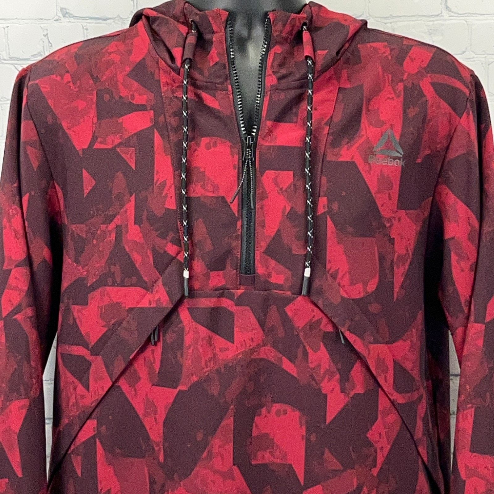 Reebok Reebok Half 1/2 Zip Anorak Hoodie Hooded Jacket Red M Size US M / EU 48-50 / 2 - 1 Thumbnail