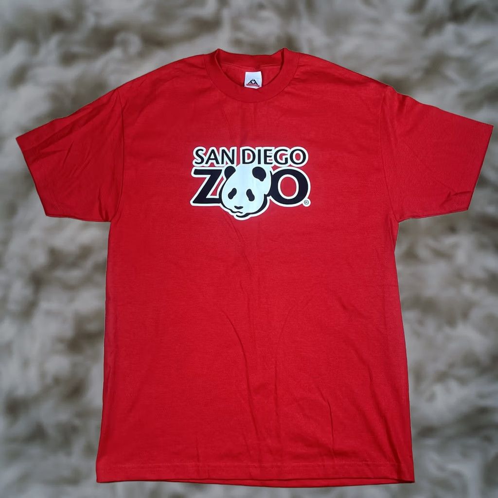 AAA AAA Alstyle Apparel Activewear T-Shirt Mens L Large San Diego Zoo Short Sleeve Red Cotton Regular Crew Neck Shirt Size US L / EU 52-54 / 3 - 1 Thumbnail