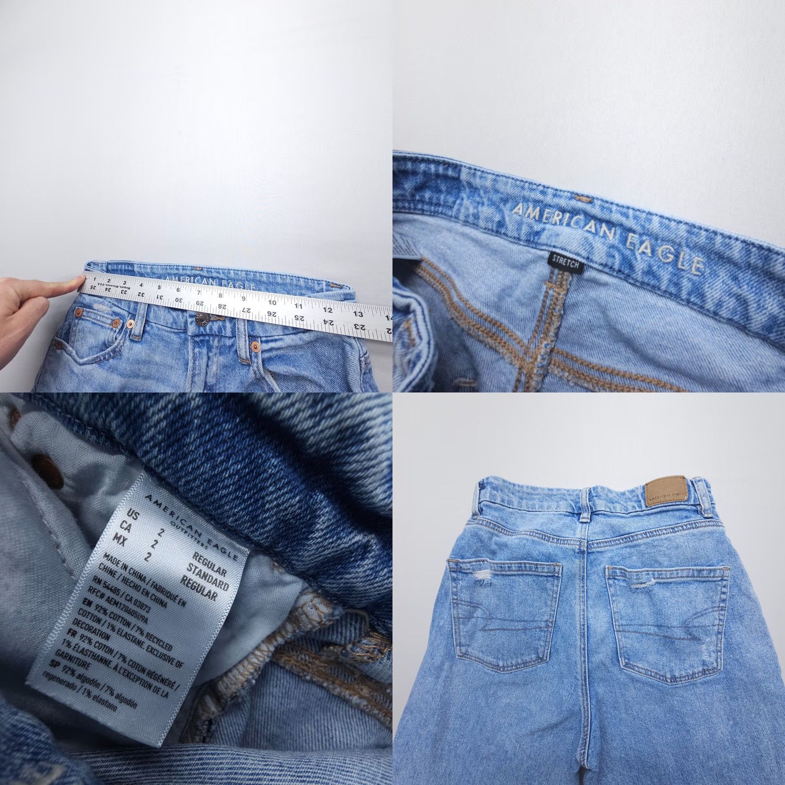 American Eagle Outfitters American Eagle Outfitters Jeans Womens 2 Light Wash Distressed Straight 90s Bohemian Festival Vintage No Size 26" / US 2 / IT 38 - 8 Thumbnail