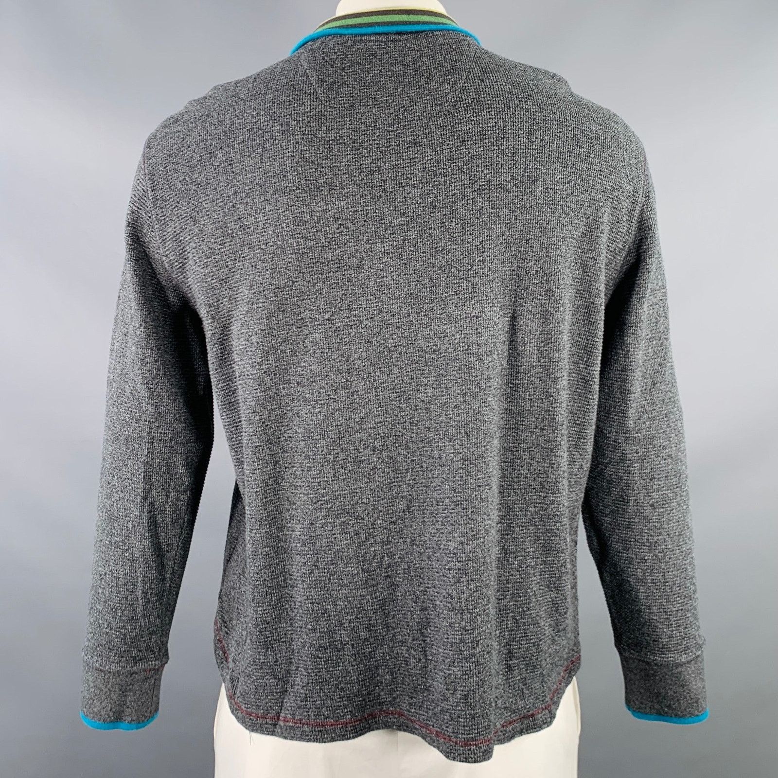 Robert Graham Size XL Blue Charcoal Waffle Knit Cotton Half Zip Sweater Size US XL / EU 56 / 4 - 3 Thumbnail