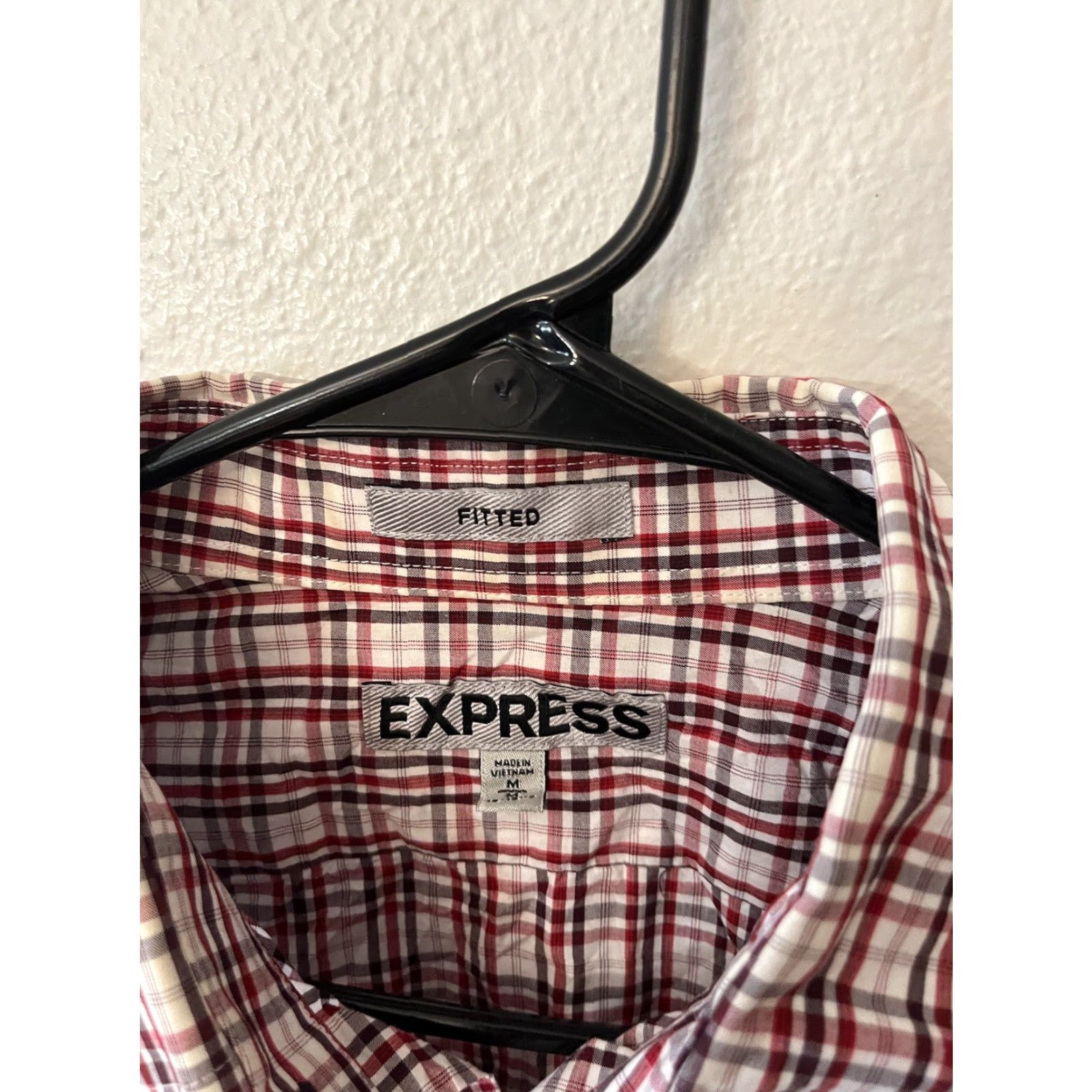 Express Express Button-Down Shirt Men M Long Sleeve Cotton Red Plaid Slim Size US M / EU 48-50 / 2 - 3 Thumbnail