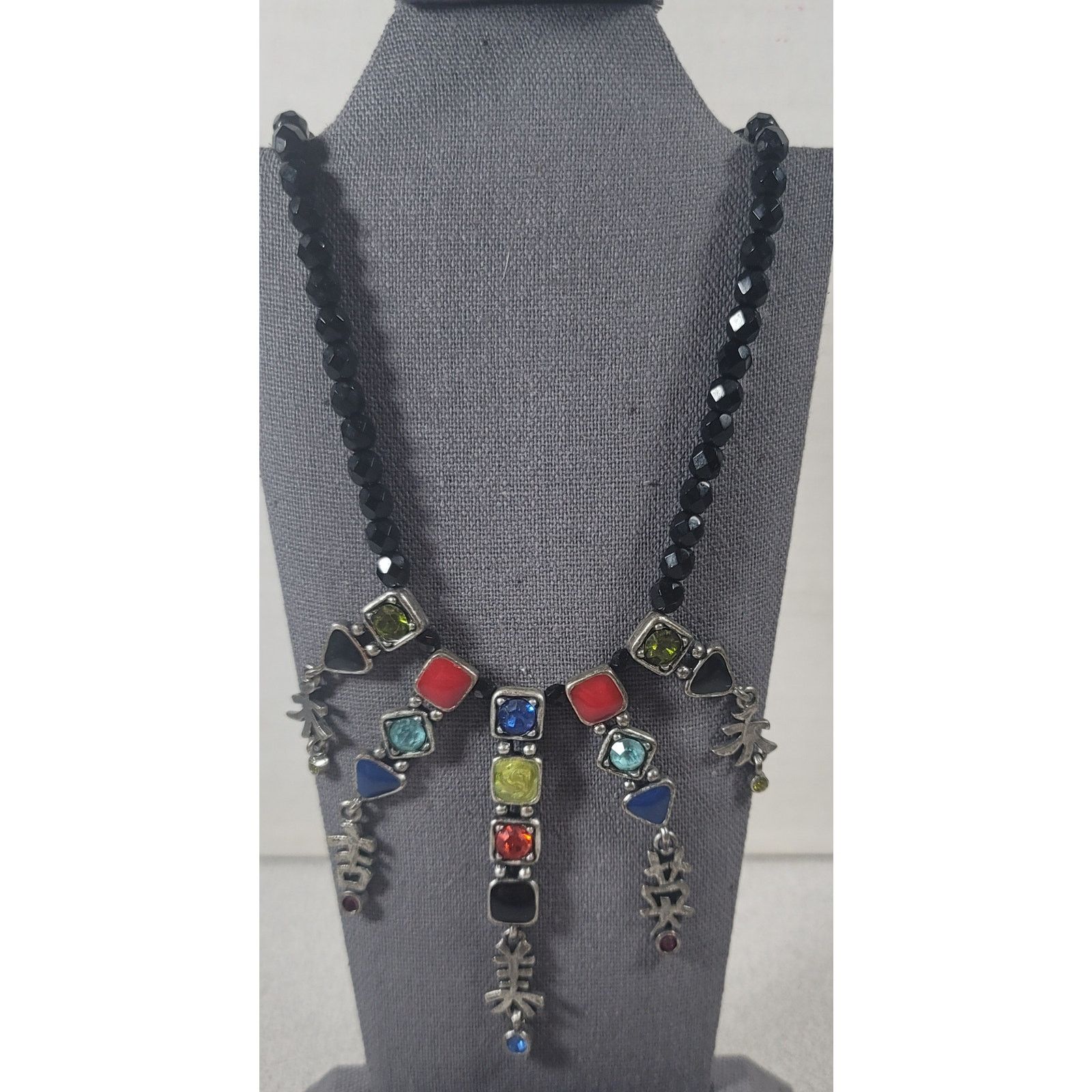 Chicos Chico's Silver Black 5 Pendants Single Strand 12" Necklace Size ONE SIZE - 1 Thumbnail