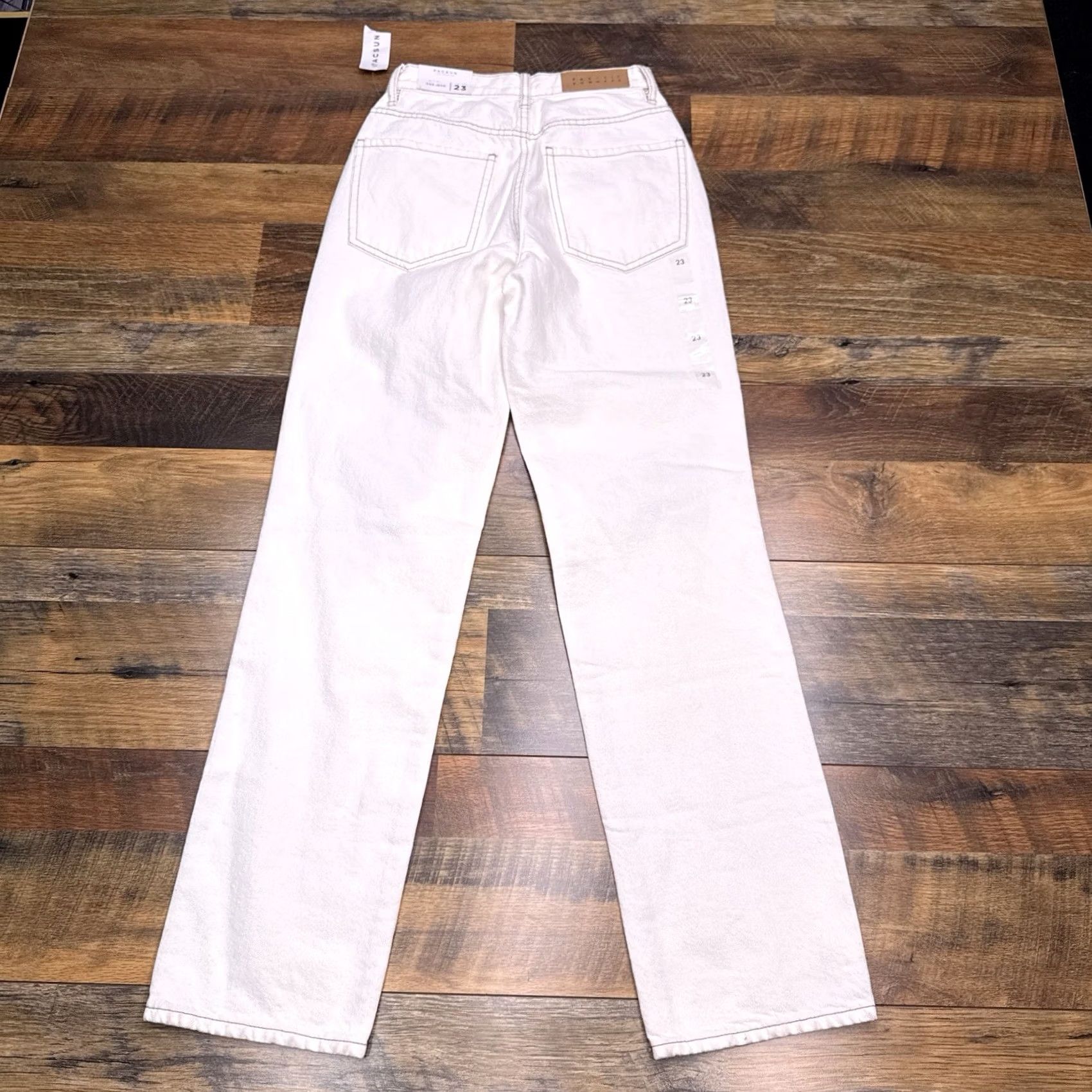 Pacsun Pacsun Jeans 23 Ivory Mid Rise Button Fly Mom Regular Denim 5-Pocket Retro Vintage No N/A Size 40" / US 18 - 3 Thumbnail