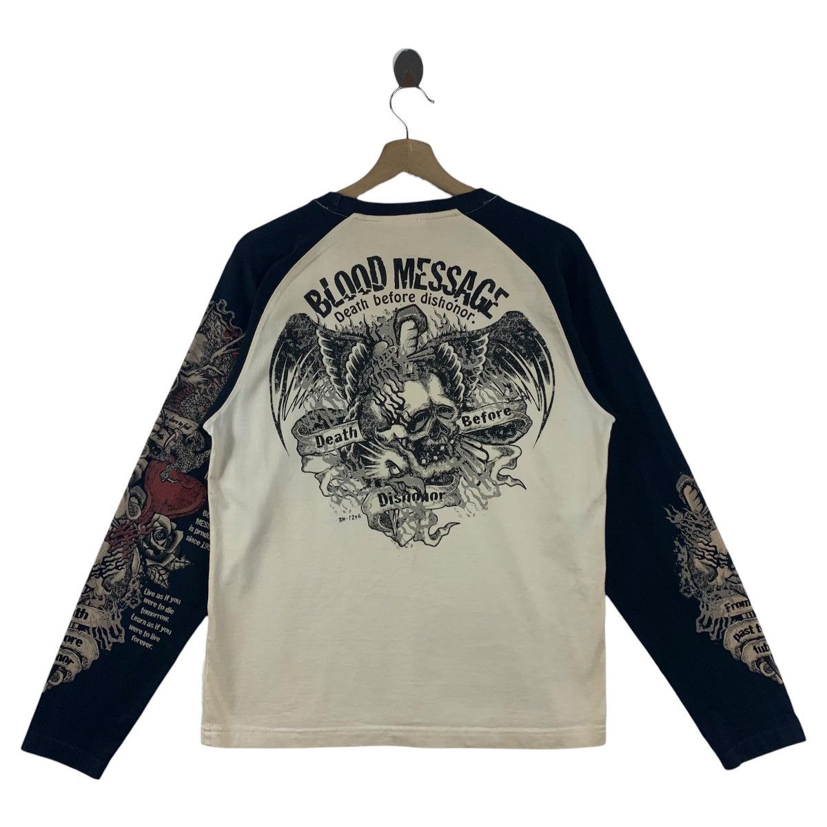 Japanese Brand Vintage BLOOD MASSAGE death before dishoner long sleeve tee Size US M / EU 48-50 / 2 - 4 Thumbnail
