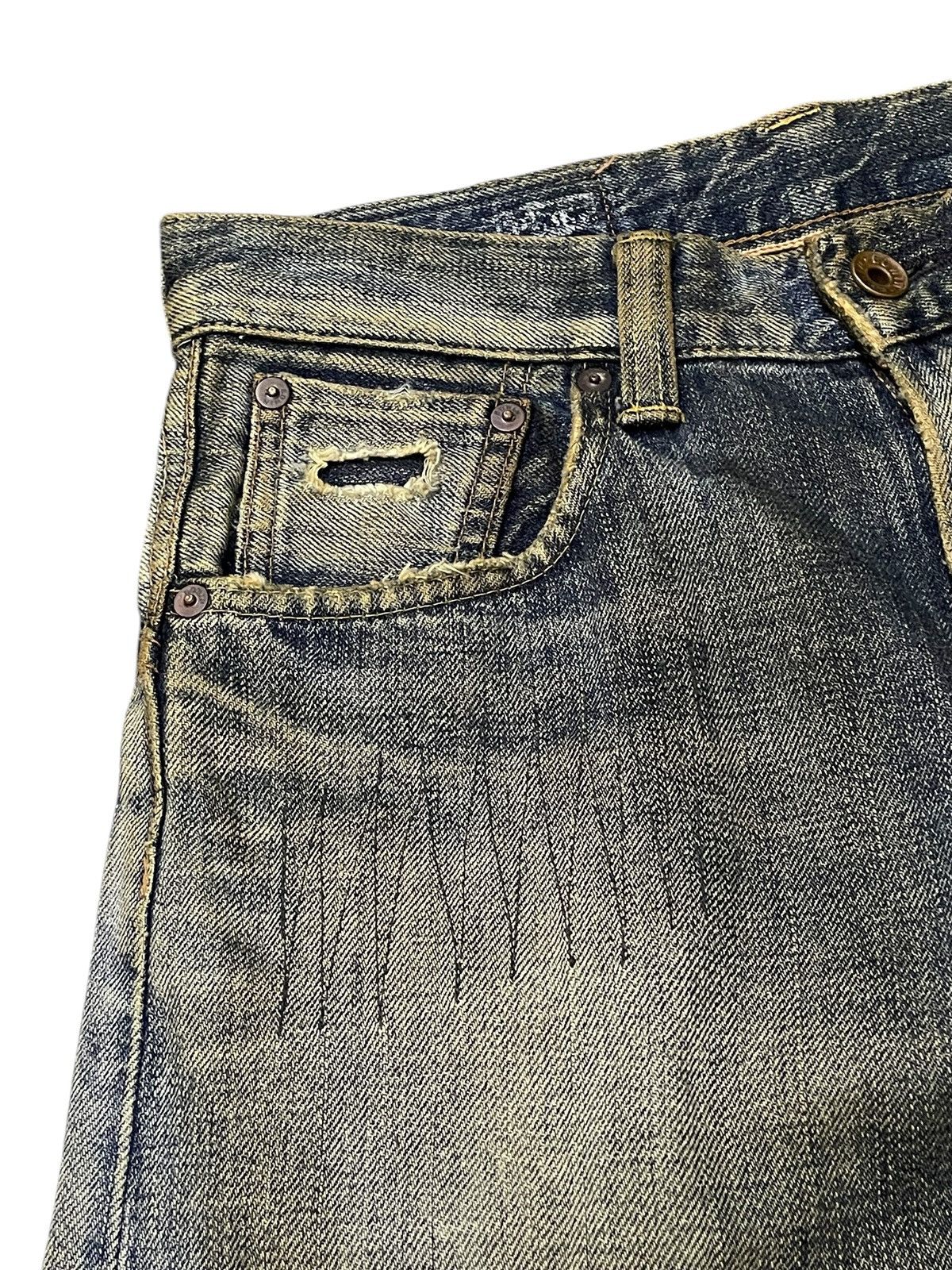 Edwin × If Six Was Nine × Levi's Edwin 505 Selvedge Muddy Wash Distressed Loose Jeans Size US 29 - 9 Thumbnail