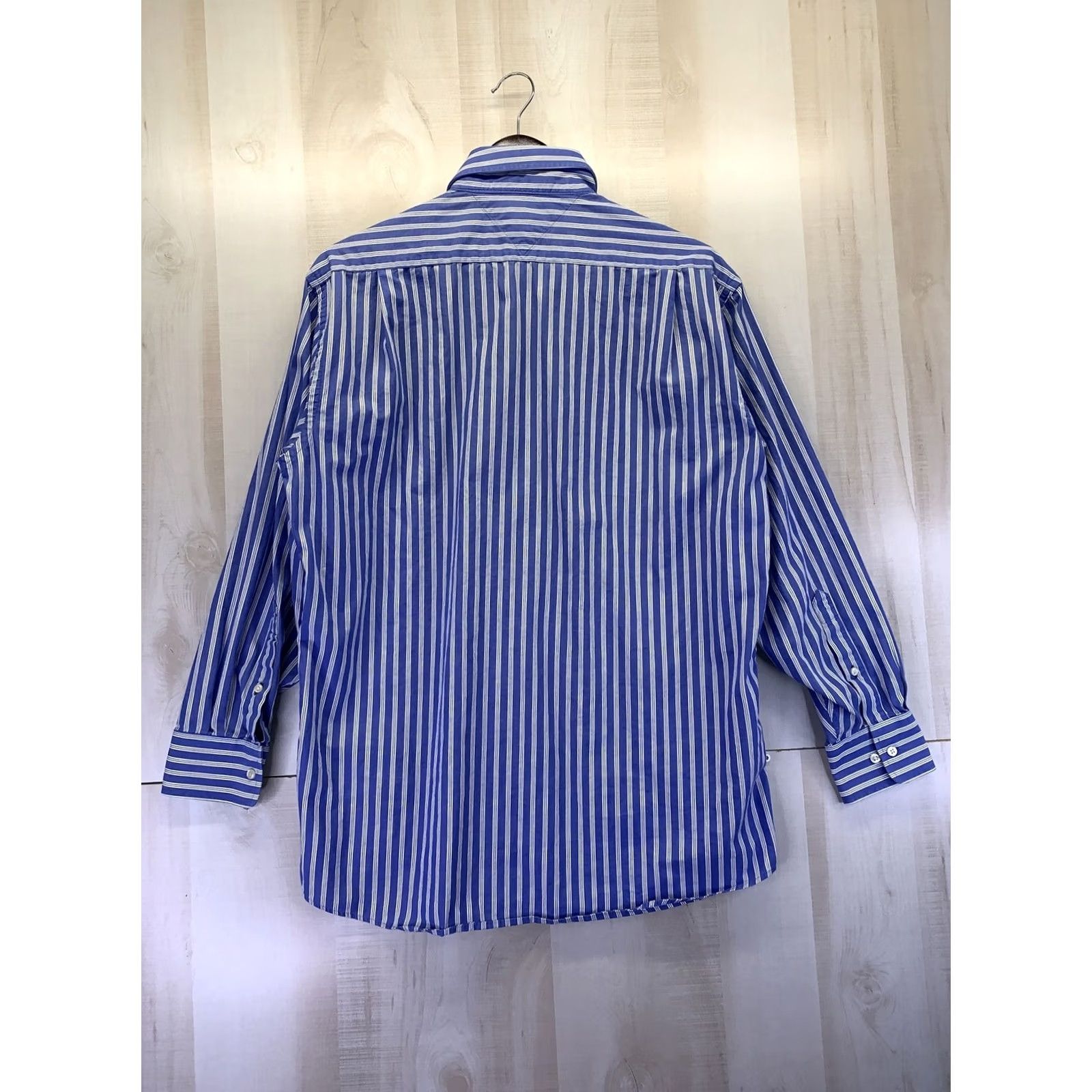 Tommy Hilfiger VINTAGE Tommy Hilfiger Mens Regular Fit Blue Striped Button Up Shirt Mens Sz L(16) -5802 Size US L / EU 52-54 / 3 - 3 Thumbnail