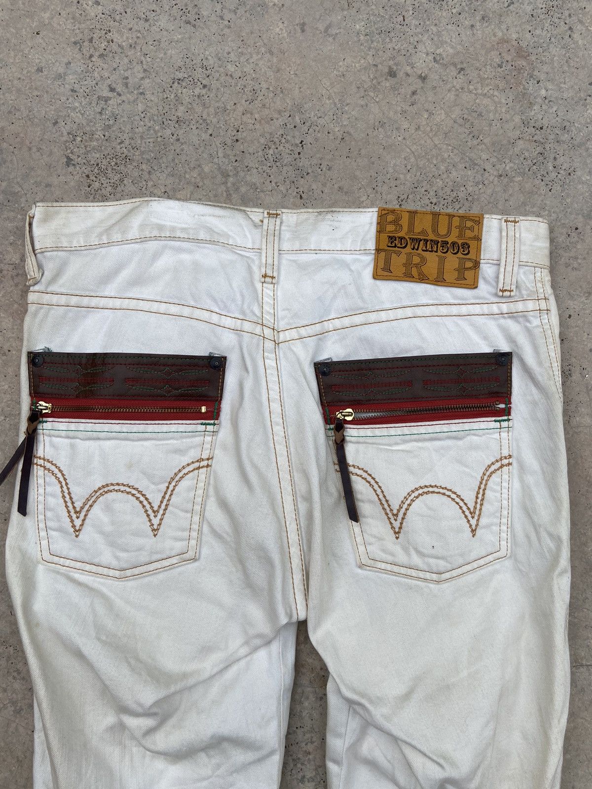 Stained Denim Edwin Blue Trip jeans street wear white color
