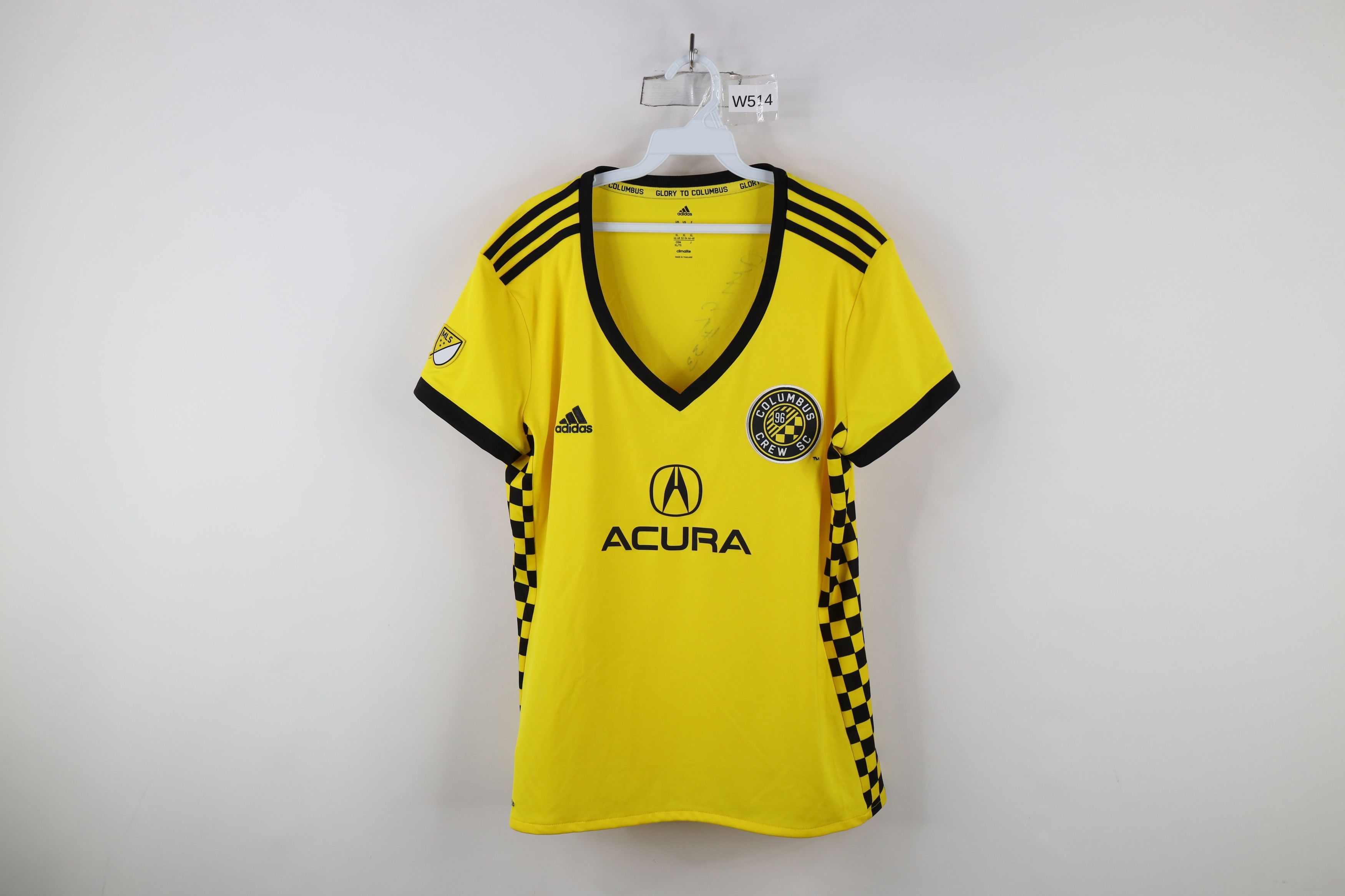 Adidas Crew SC Soccer Football Jersey Yellow Autographed