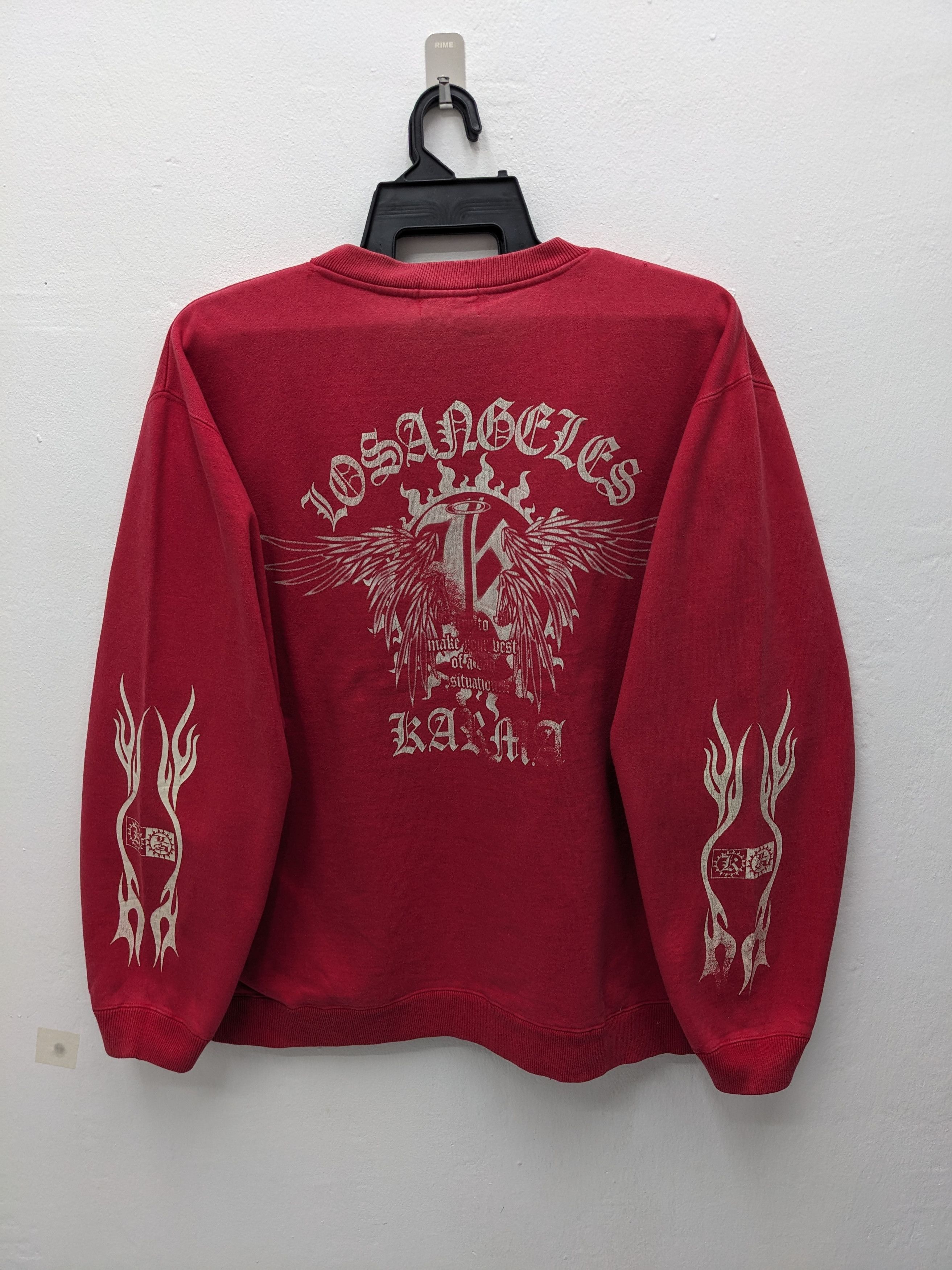 Japanese Brand Vintage 90s Karma Los Angeles Gothic Graphic Sweatshirt Size US L / EU 52-54 / 3 - 2 Thumbnail