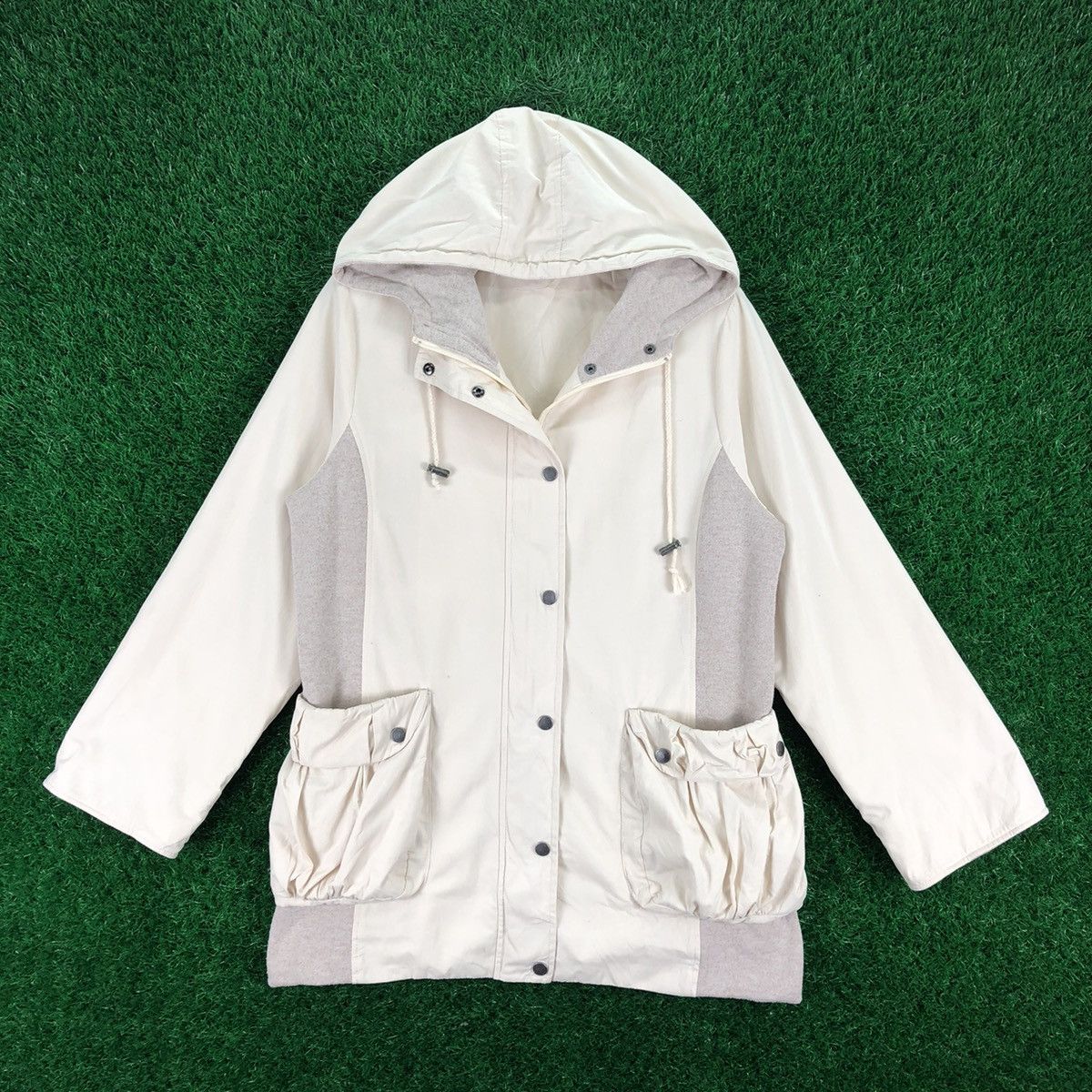 image of Vintage Parka Jacket By Shinnosuke Design By Peter Cut in Cream, Women's (Size Small)