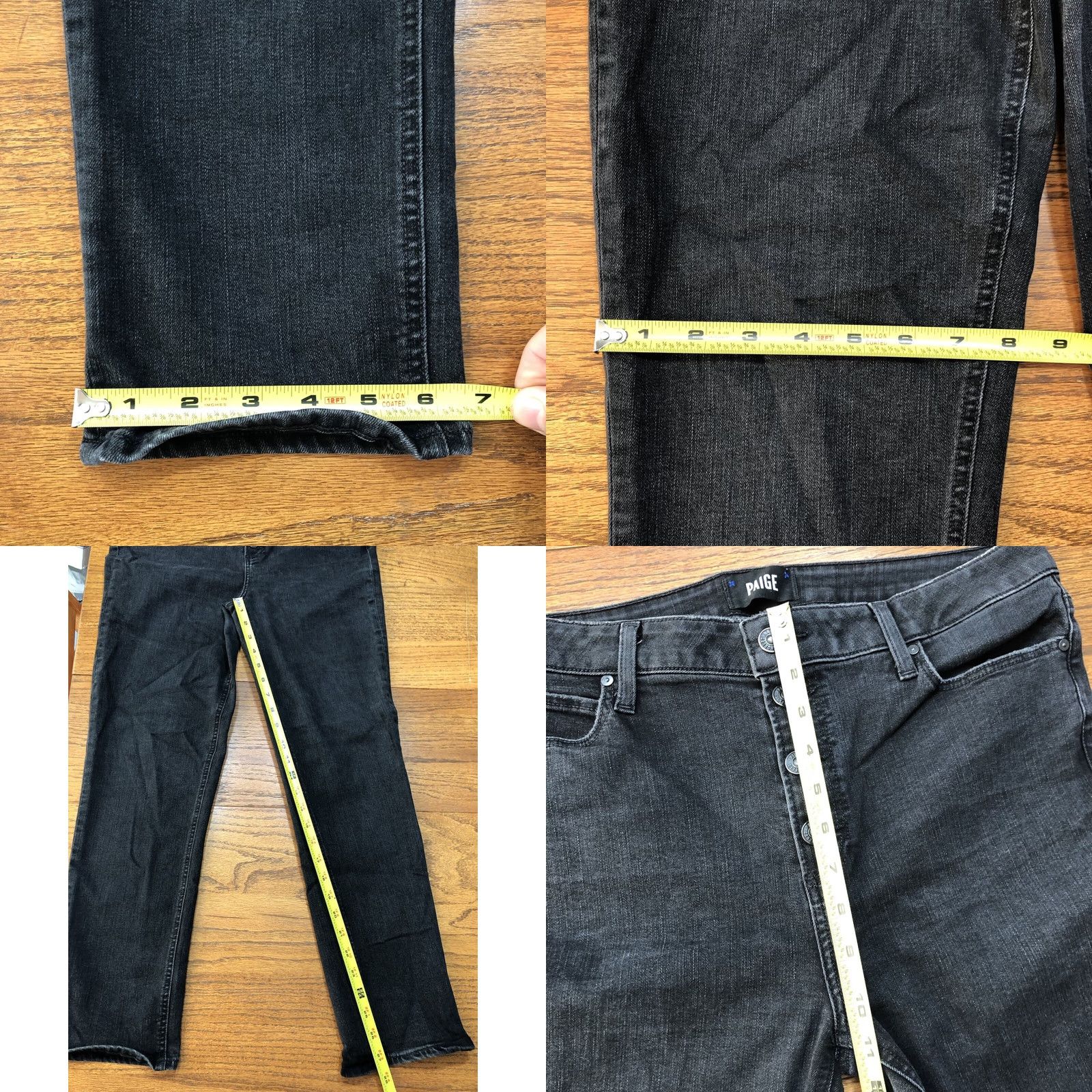 Paige Paige Jeans Faded Black Hoxton Slim Ankle Button Fly Womens 32 X 27.5 Inseam Size 24" / US 00 / IT 34 - 8 Thumbnail