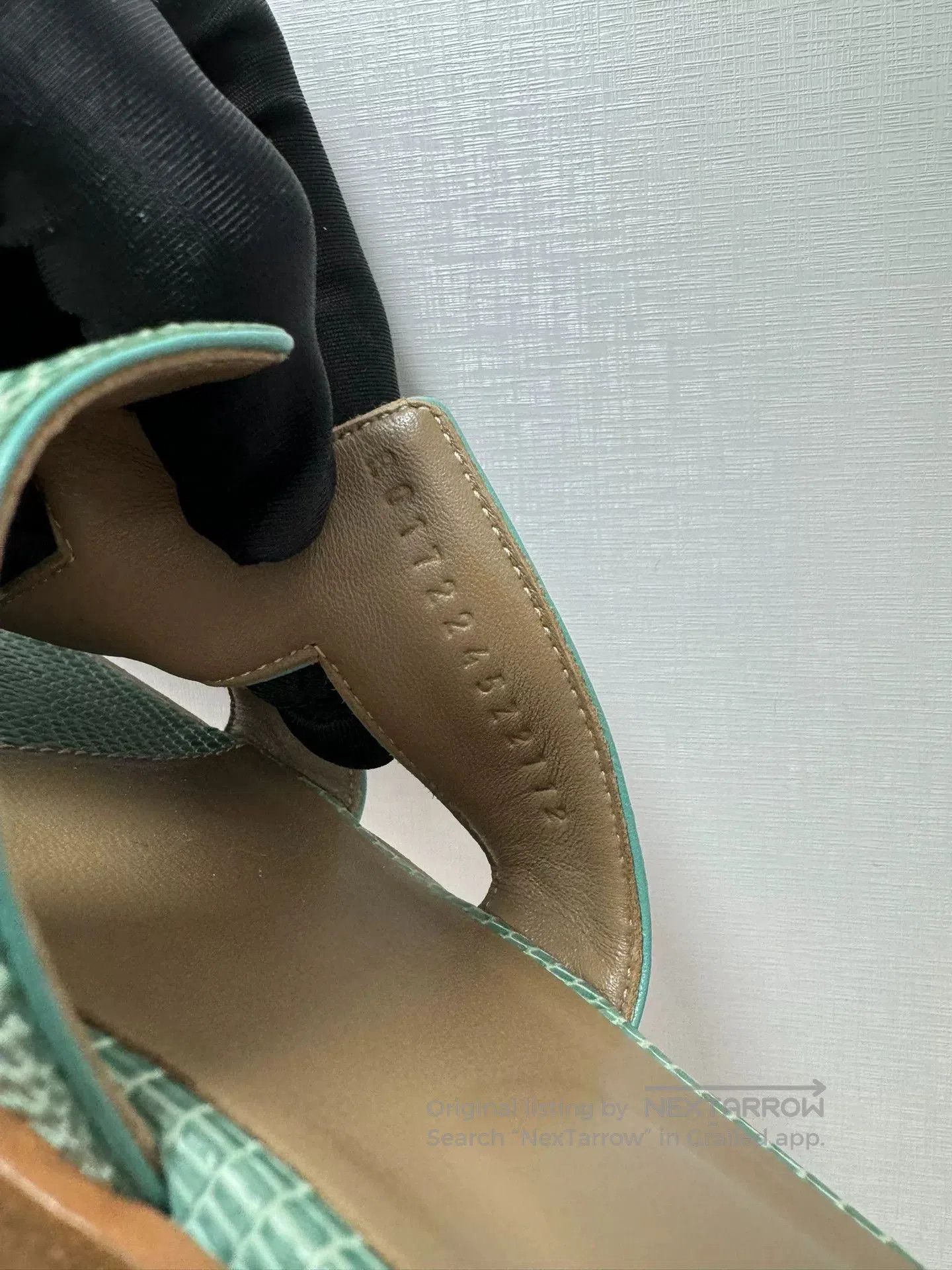 Hermes Hermes Green Lizard Skin H Women's Slippers. Size US 7 / IT 37 - 8 Thumbnail