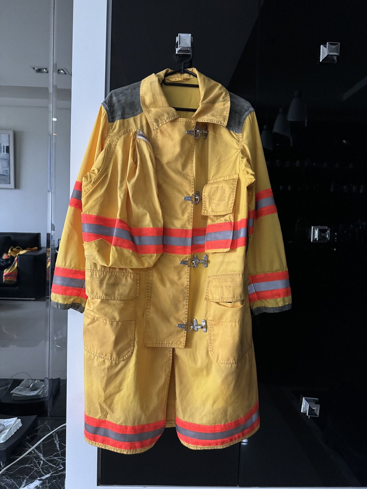 image of Calvin Klein 205W39Nyc Fireman Long Coat in Yellow, Men's (Size XS)