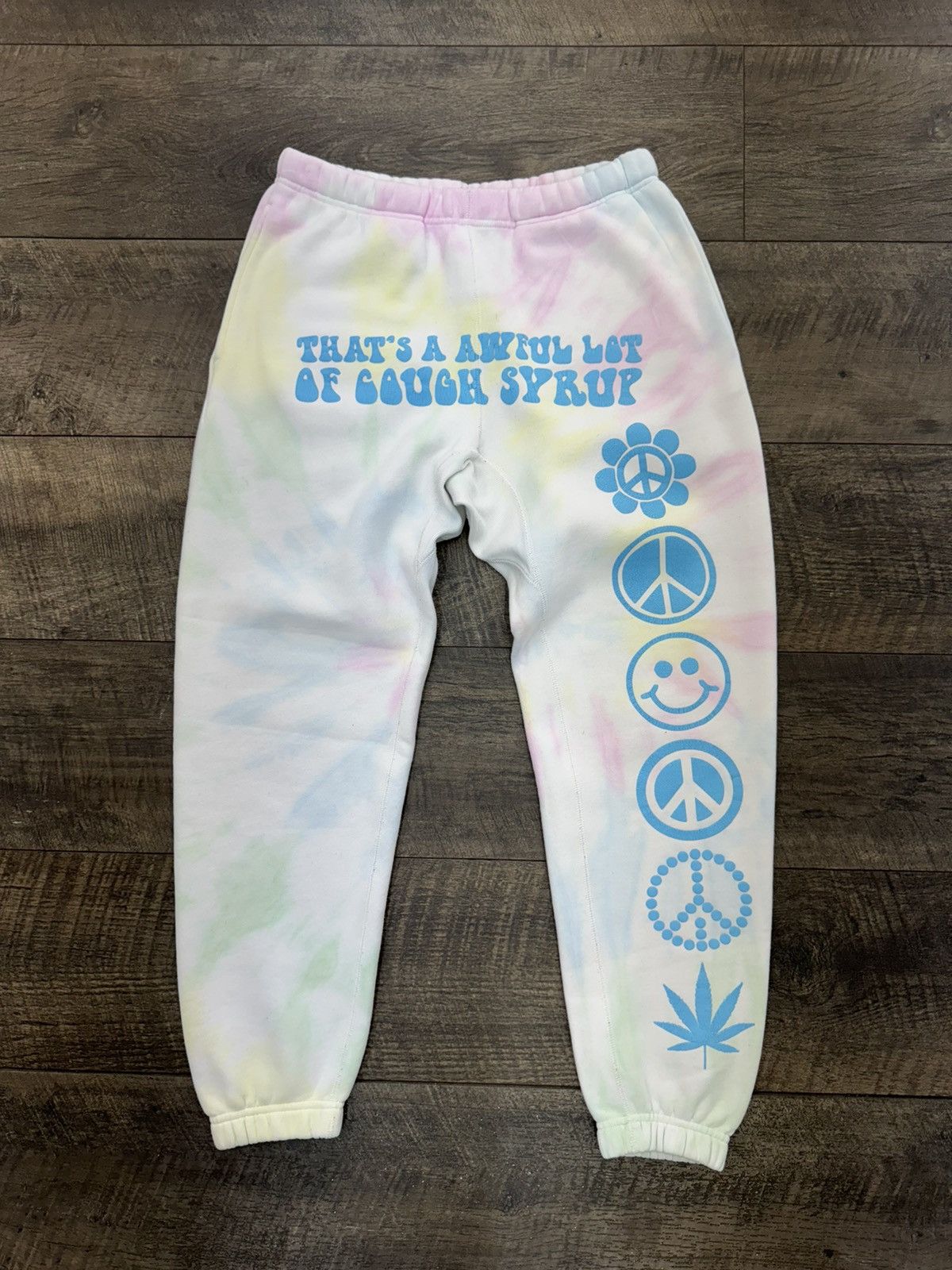 image of Awful Lot Of Cough Syrup Desto Dubb Peace Tie-Dye Sweatpants (S) in Tie/Dye, Men's (Size 30)