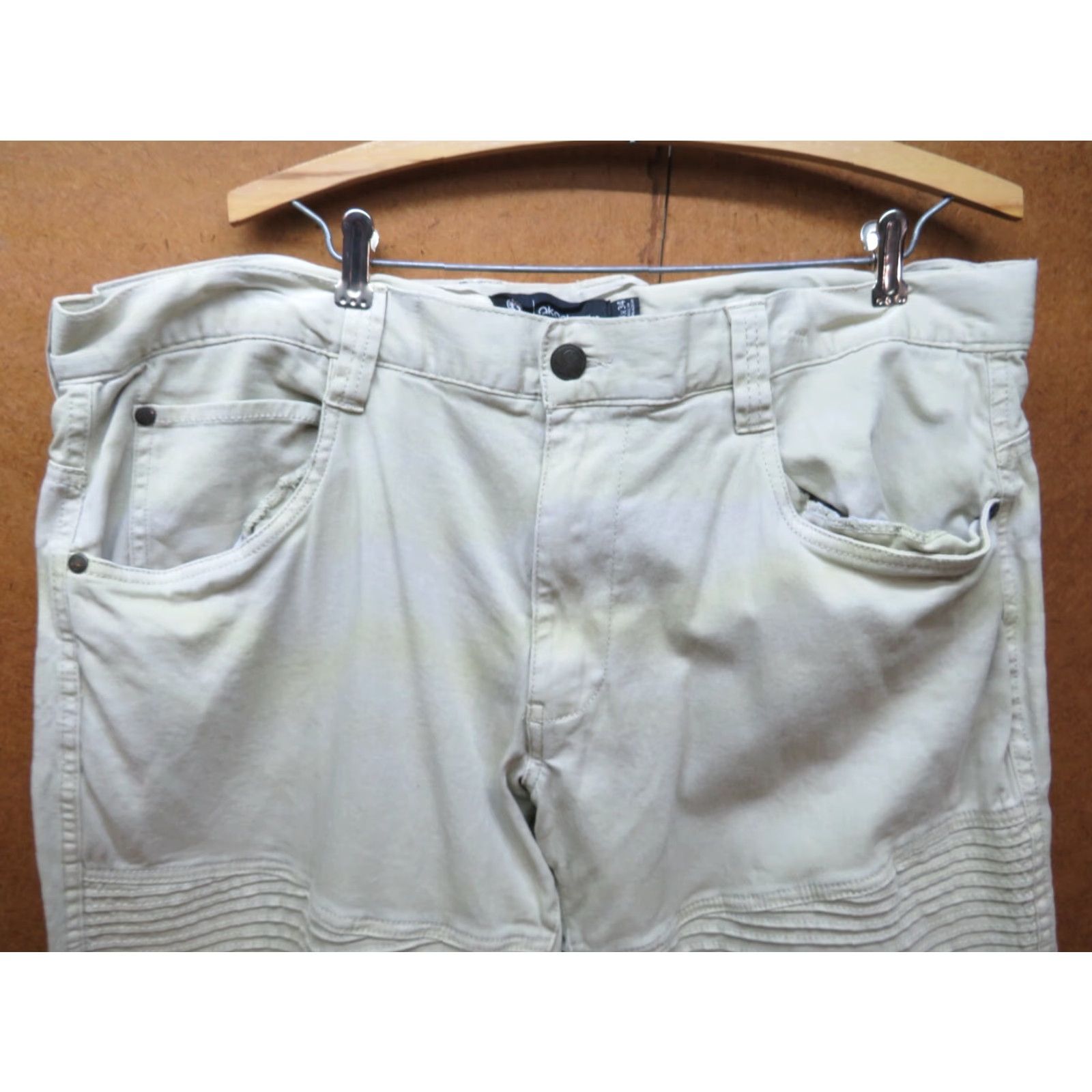 Dickies VINTAGE Akademiks Pants 38X34 Trouser Jeans White Striped Relaxed Straight Dickies 34 Inseam Mens Regular Belt Zipper Baggy Style Pants Size US 38 / EU 54 - 2 Thumbnail