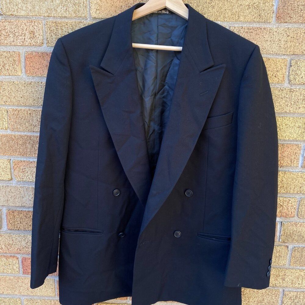 Valentino × Vintage Vintage 90s Valentino Pure Virgin Wool Jacket Black Size US M / EU 48-50 / 2 - 6 Thumbnail
