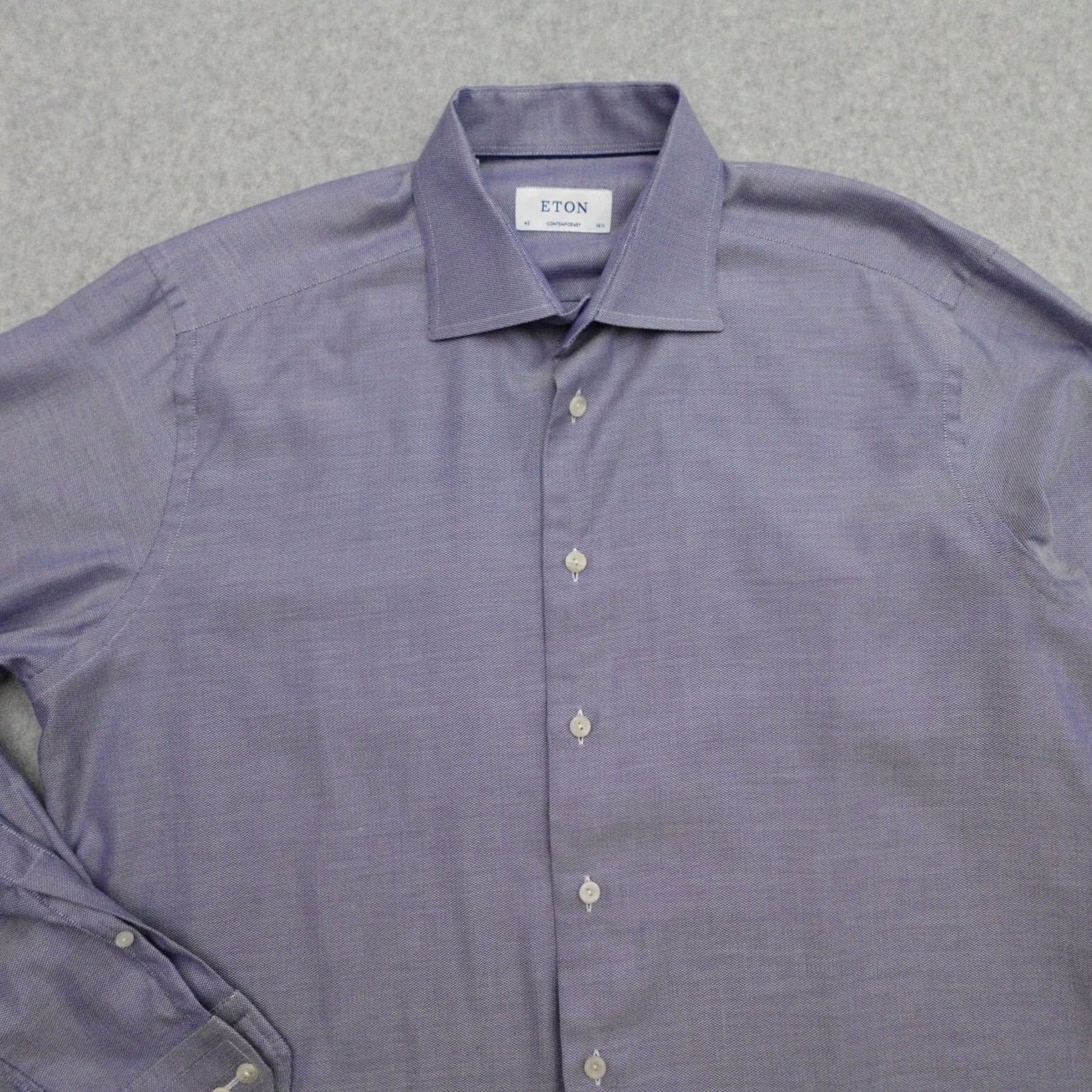 Eton ETON Button-Up Shirt Men's 42 Solid Blue Long Sleeve Casual Shop Size US XL / EU 56 / 4 - 6 Thumbnail