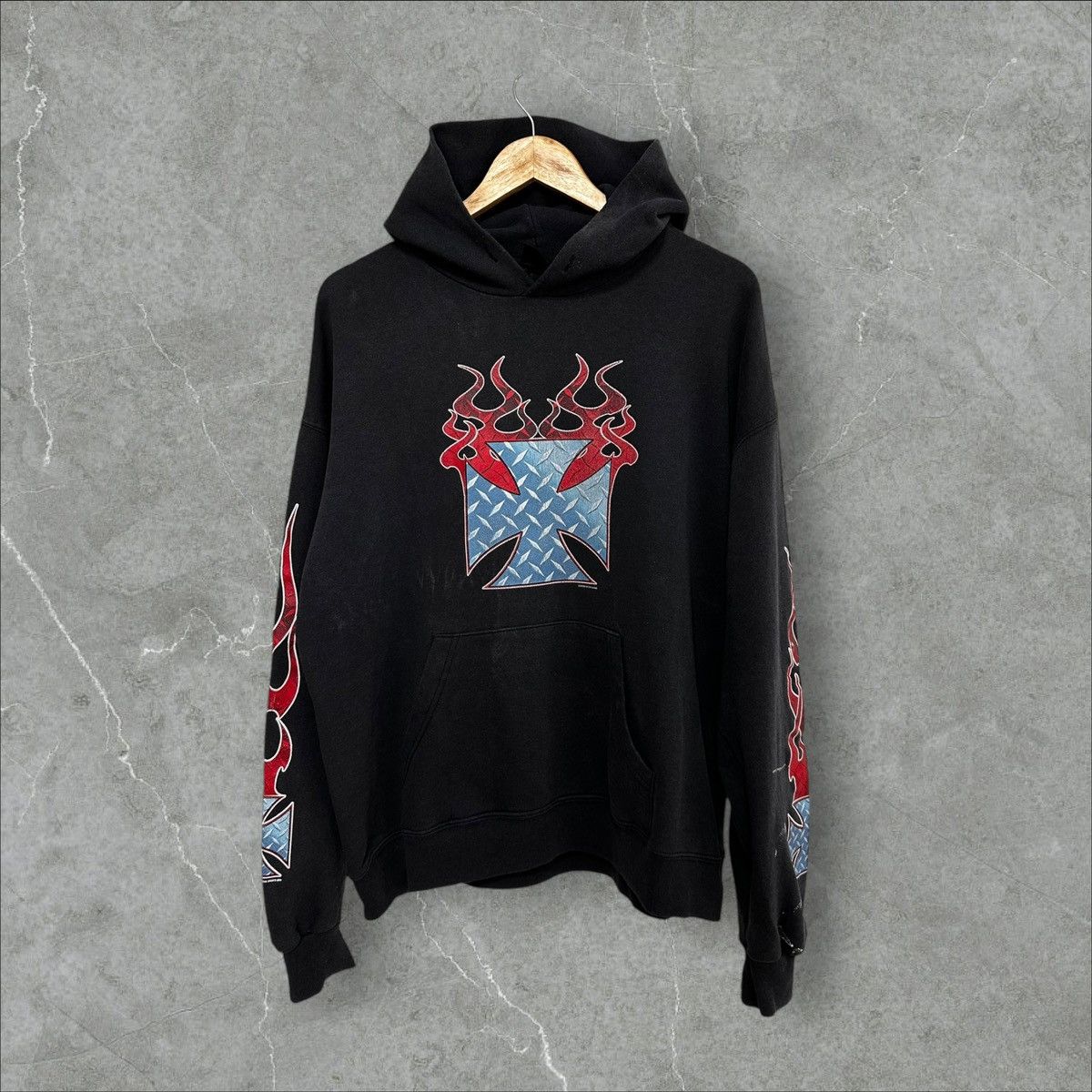 Vintage choppers hoodie black washed