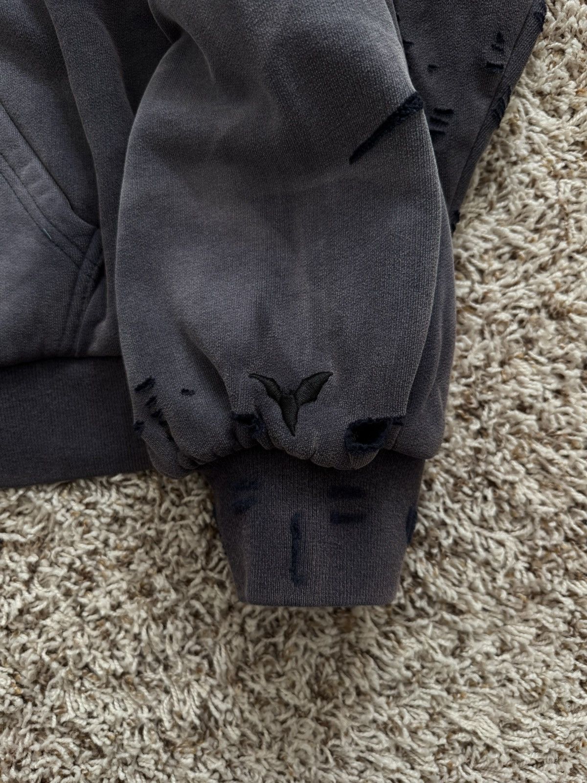 murd333r.fm Ditch LA Dusk Purple Ruin Distressed Thermal Zip Up Hoodie Size US L / EU 52-54 / 3 - 4 Thumbnail