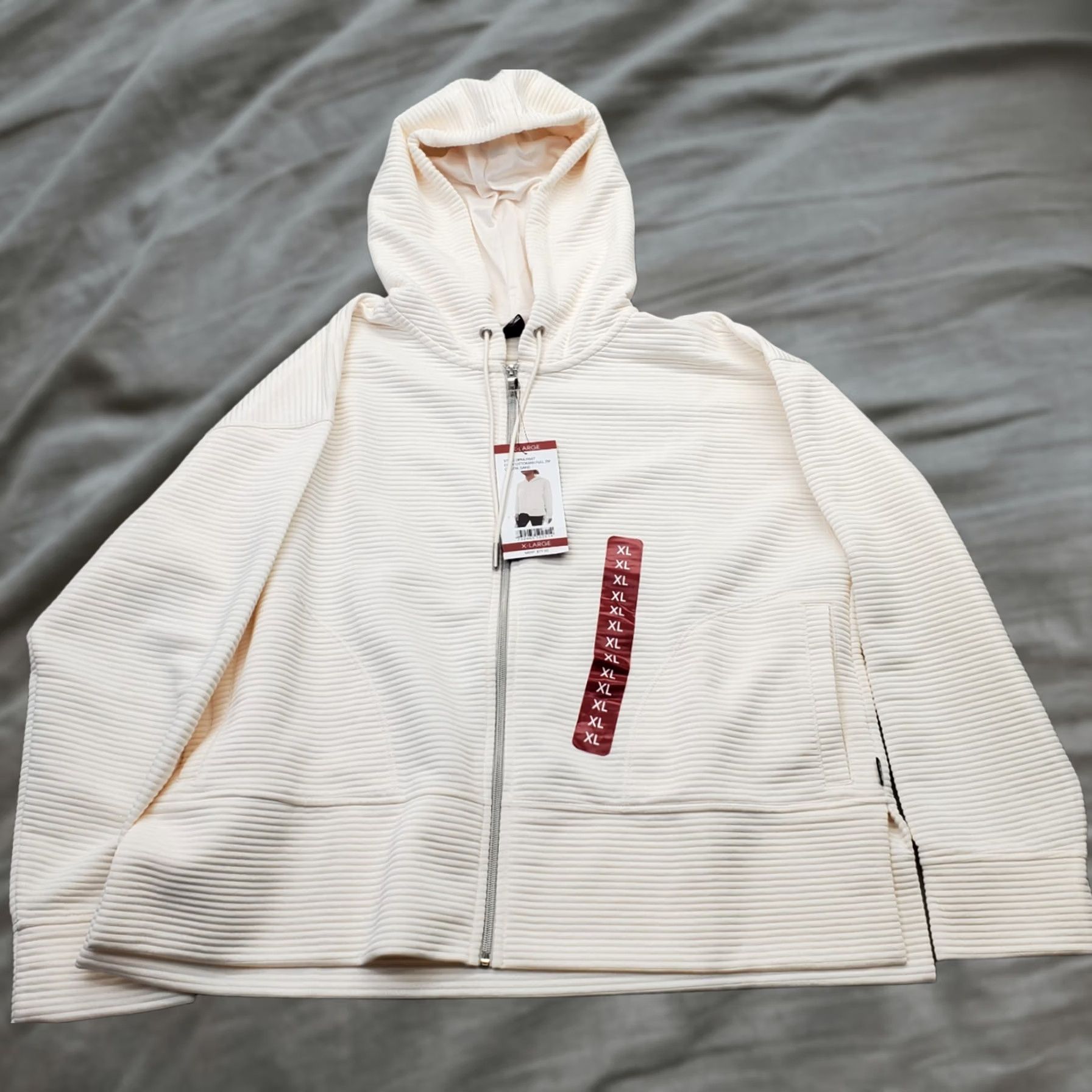 DKNY DKNY Women XL Tan Tech Ottoman Ribbed Hoodie Zip-Up DPMJ9667 Size XL / US 12-14 / IT 48-50 - 1 Thumbnail