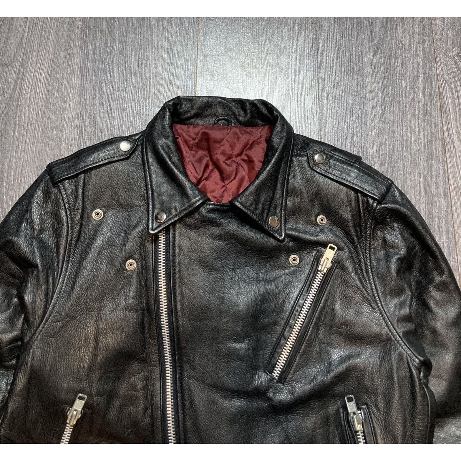 Genuine Leather Vintage 90s Leather Cropped Punk Rock Jacket Size US M / EU 48-50 / 2 - 4 Thumbnail