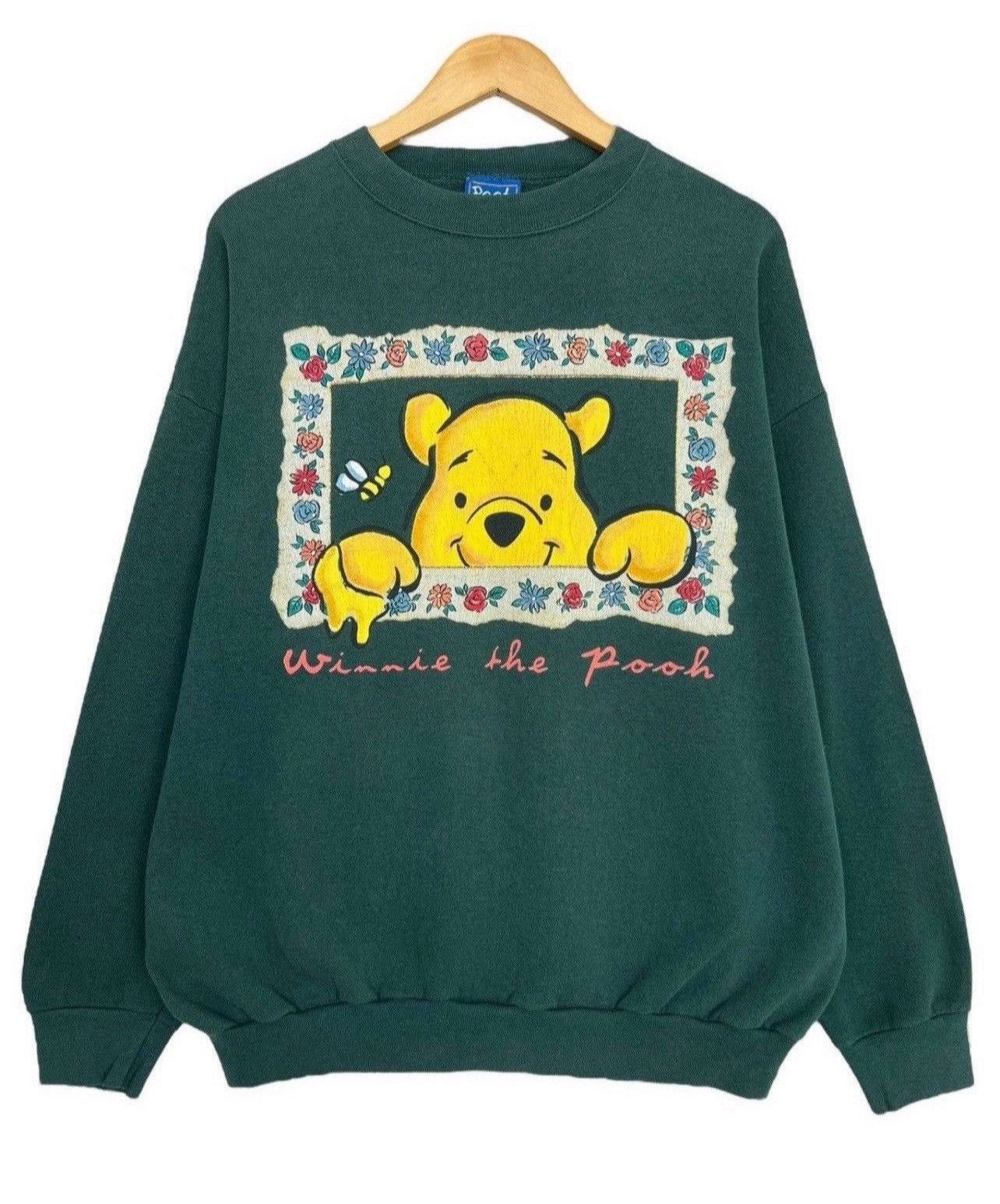 Vintage Vintage 90s Winnie The Pooh Sweatshirt Green Pooh Crewneck Size US XL / EU 56 / 4 - 1 Thumbnail