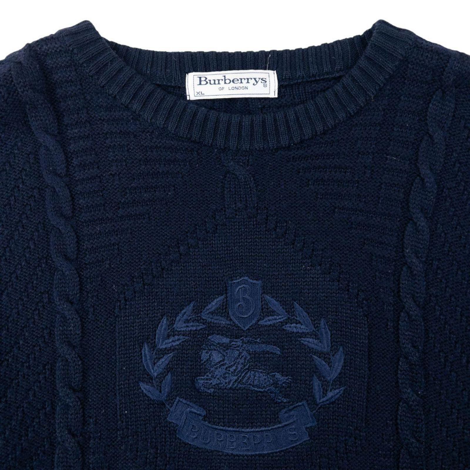 Burberry Vintage 90s Burberry Embroidered Wool Cable Knit Jumper XL Size US XL / EU 56 / 4 - 3 Thumbnail