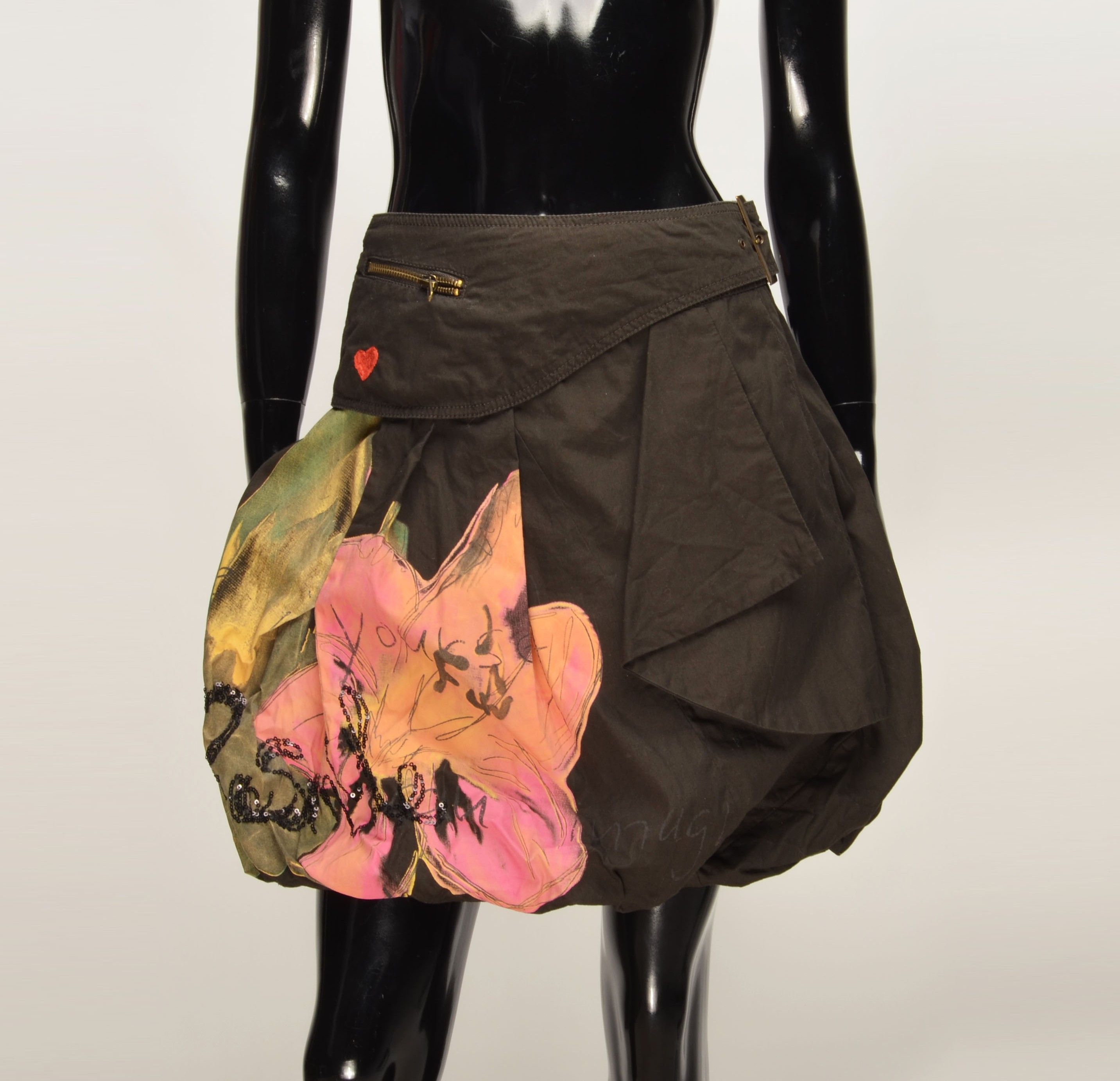 Desigual Desigual Y2K Grunge Olive Green Balloon Beaded Skirt Size 30" / US 8 / IT 44 - 1 Thumbnail