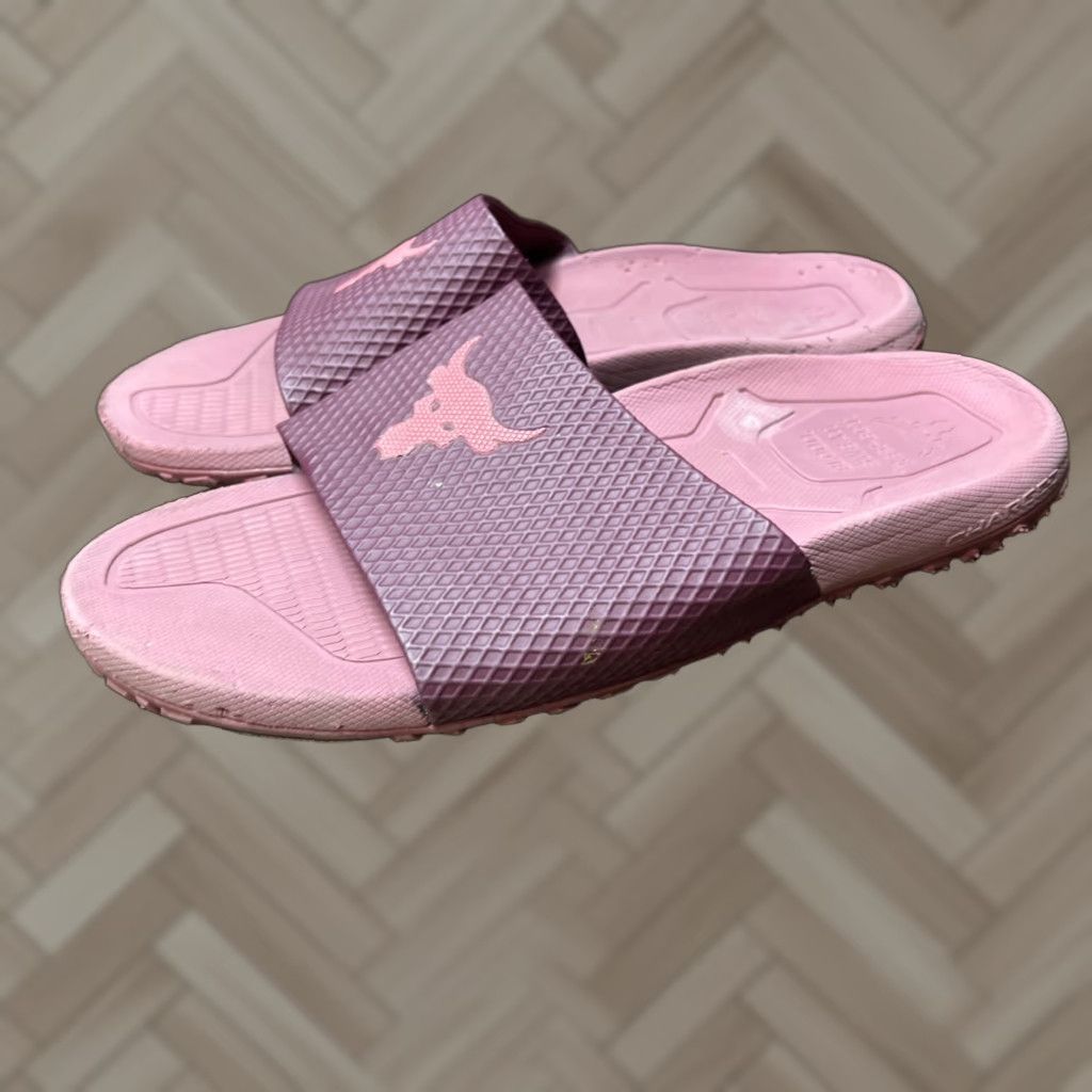 Under Armour Project Rock Slides 2.0 Sandal Men’s Size 11 Red Slip On Rubber Outsole Casual Shoes