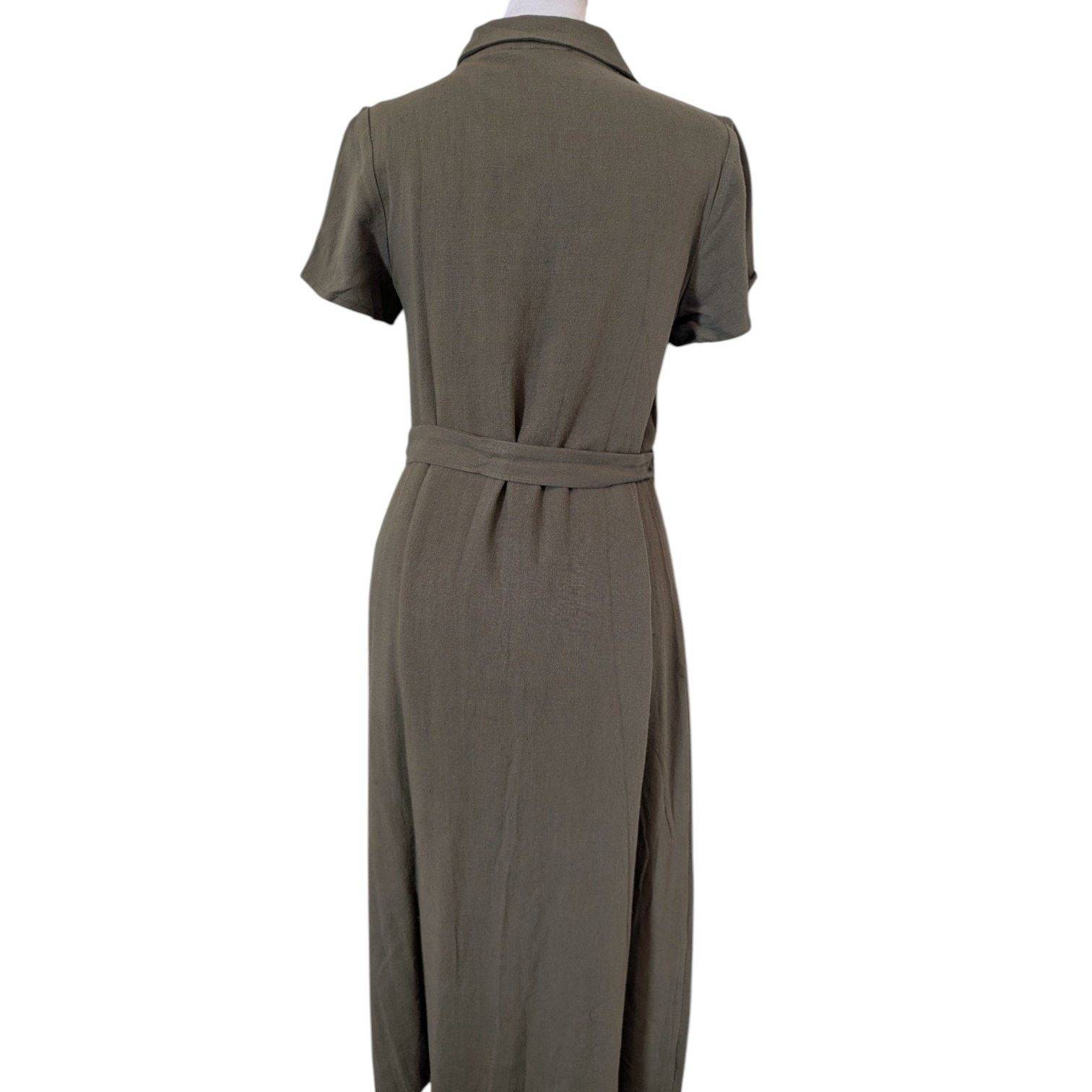 Lulus NWT Lulus Italian Summer Olive Green Linen Button-Up Dress Size XS / US 0-2 / IT 36-38 - 5 Thumbnail