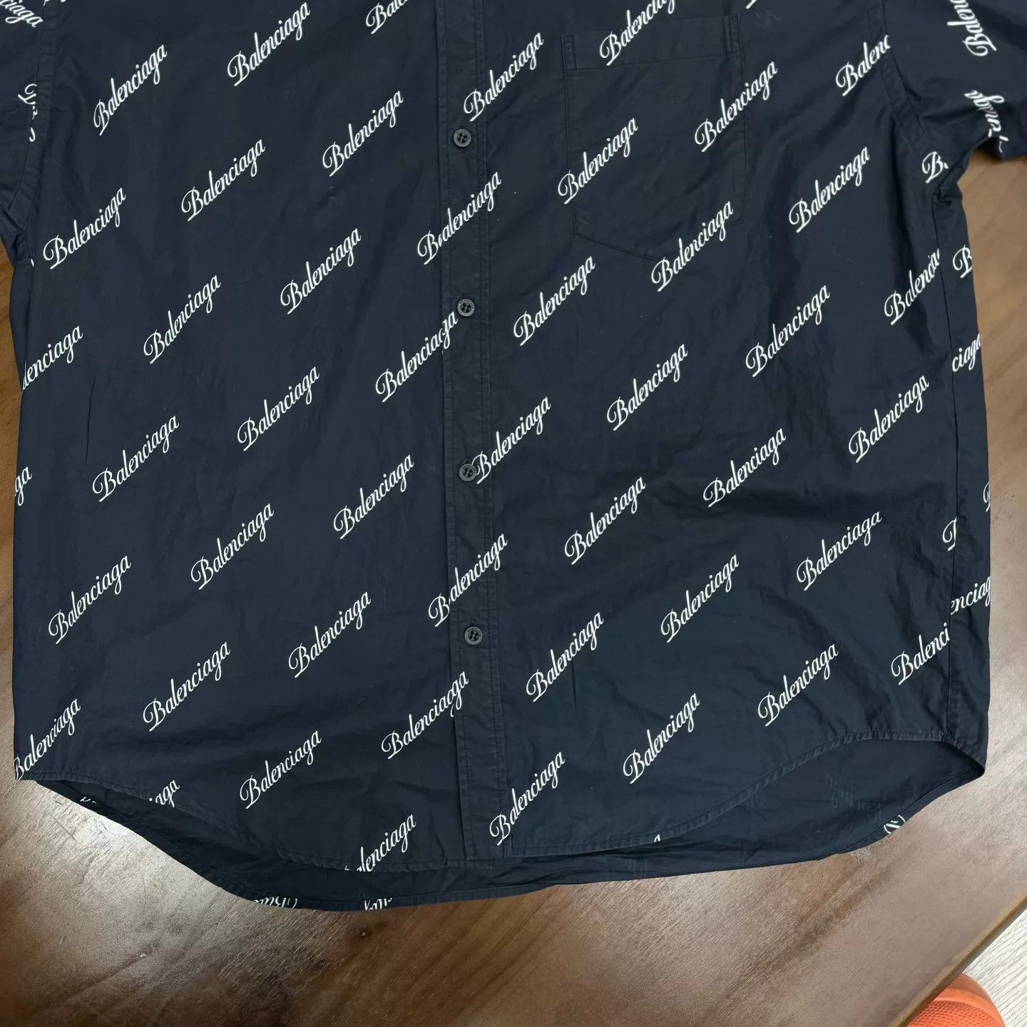 Balenciaga Balenciaga All Over Print Navy Blue Short Sleeve Shirt 37 Xs Size US XS / EU 42 / 0 - 4 Thumbnail