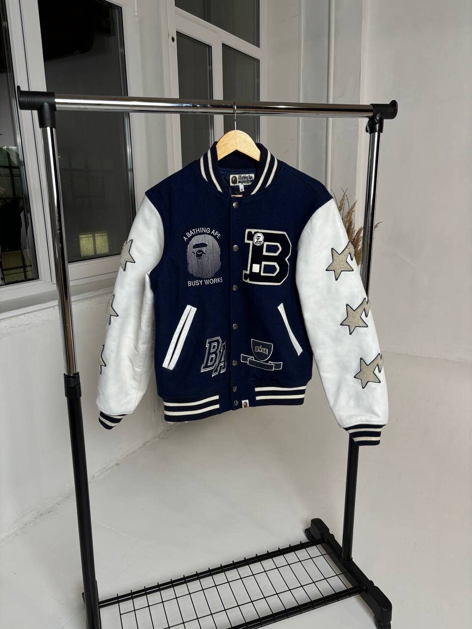 image of Varsity Bape Jacket in Navy, Men's (Size Medium)