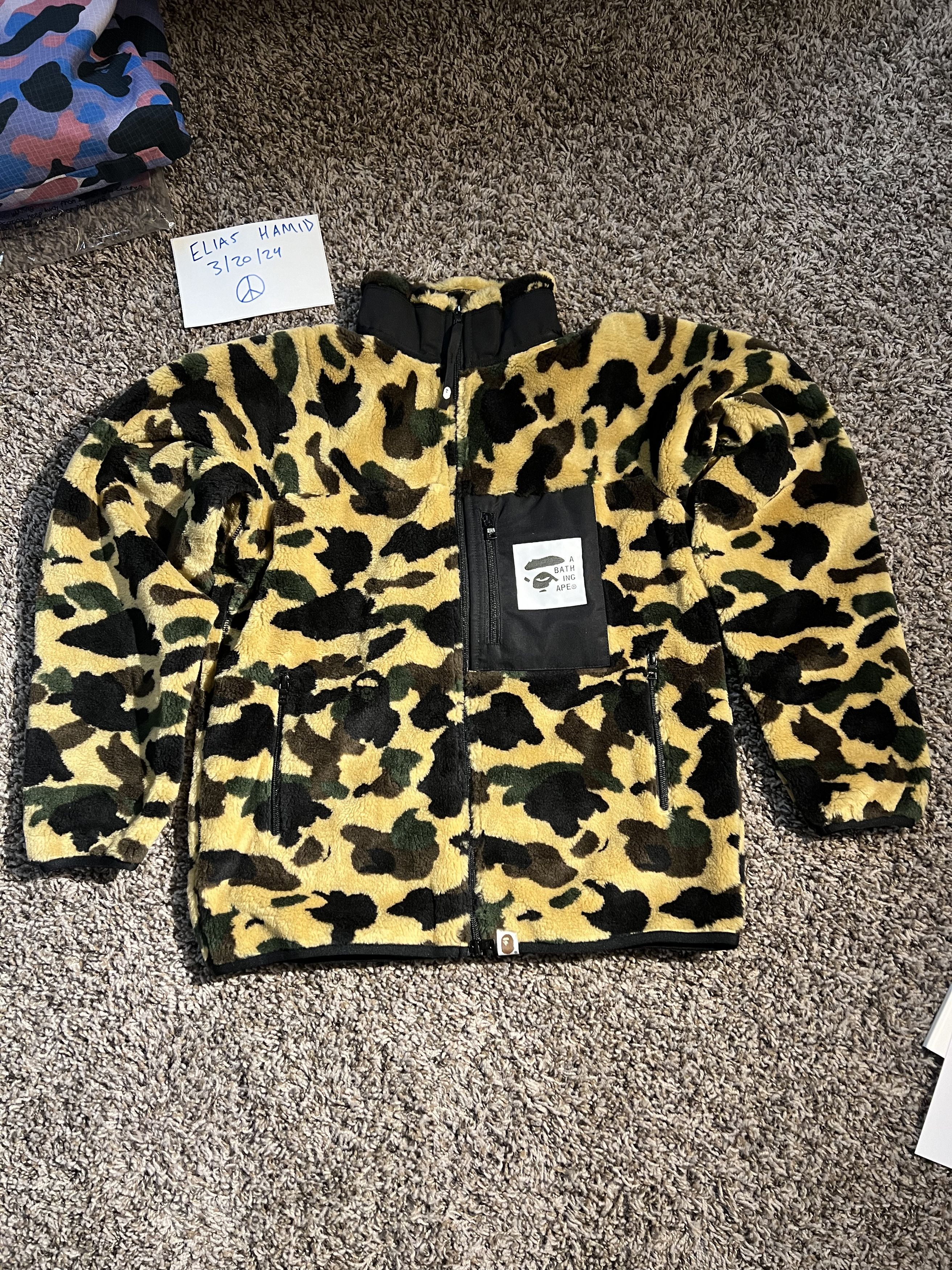 image of Bape 1St Camo Boa Jacket in Yellow, Men's (Size Small)