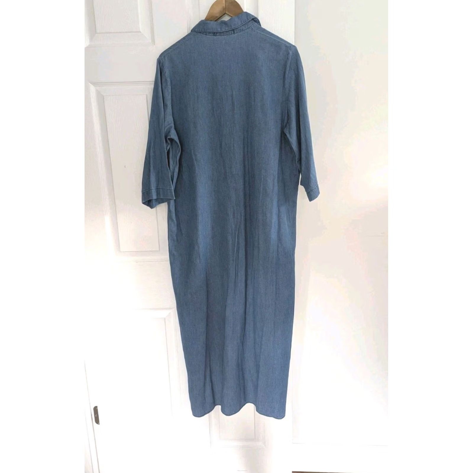 Vintage Gold SK Chambray Shirt Dress Blue Size 42 Rhinestone Eye Tassle Embellishment Women Size M / US 6-8 / IT 42-44 - 5 Thumbnail