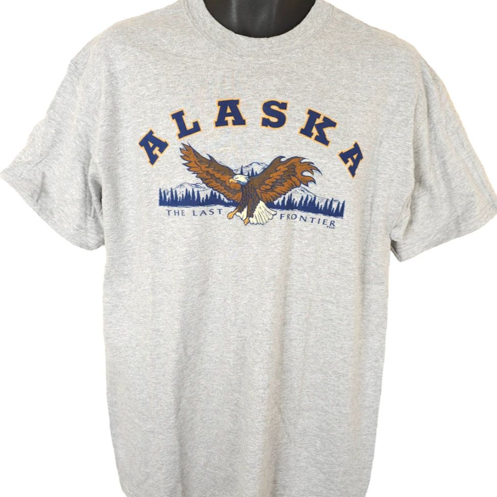 Hanes VINTAGE Alaska Bald Eagle T Shirt Mens Size Large Gray 90s Last Frontier Nature Hanes Crew Neck Cotton Blend Short Sleeve T-Shirt 90s Mens Size US L / EU 52-54 / 3 - 2 Thumbnail