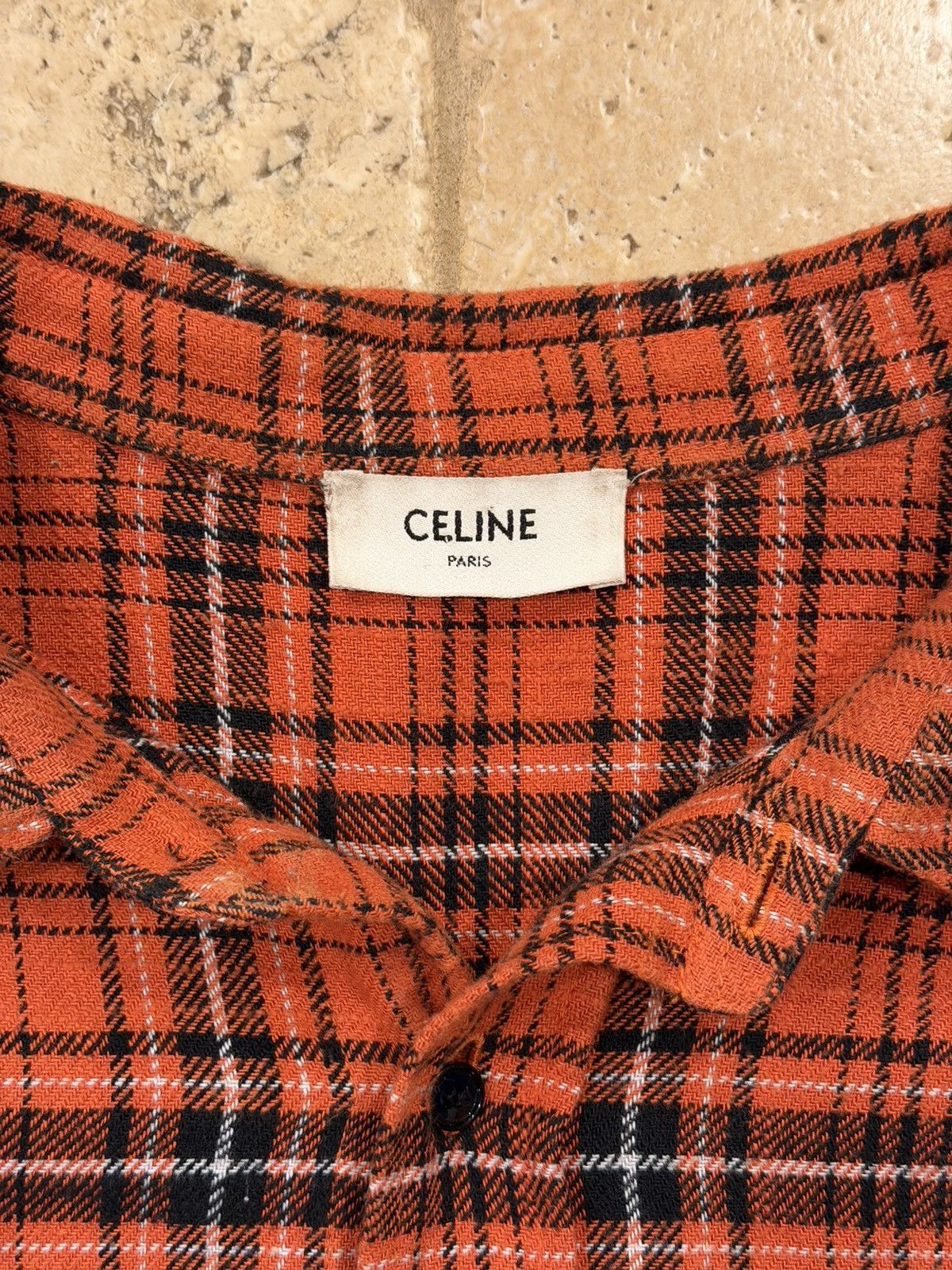 Celine Celine Hedi Slimane FW23 Orange/Red Flannel Button Up Shirt Size US XL / EU 56 / 4 - 8 Thumbnail