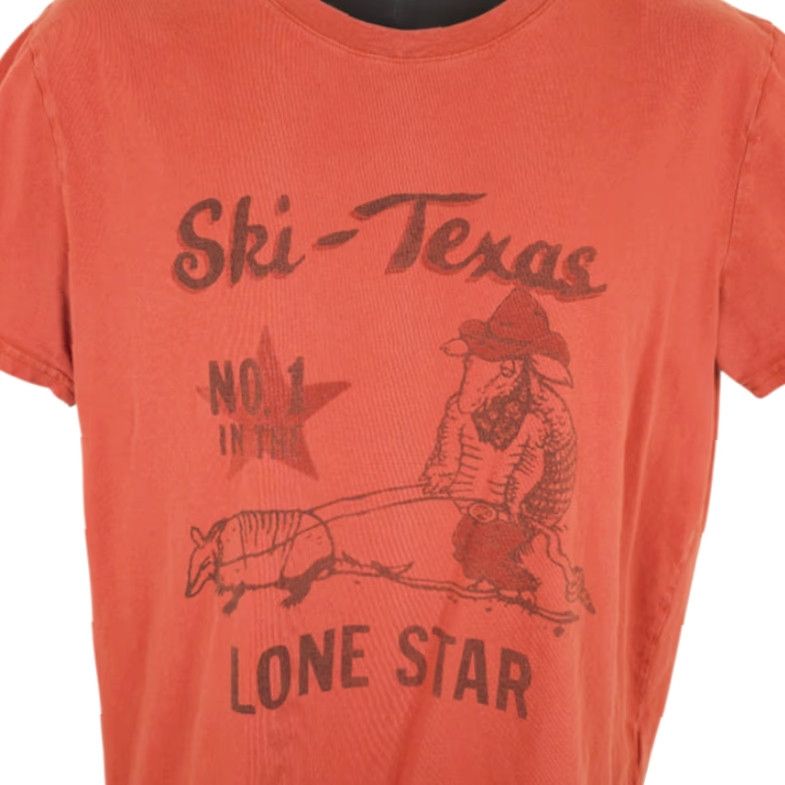 Lucky Brand Lucky Brand Ski Texas T Shirt Mens Orange Relaxed Fit Armadillo Graphic Tee Size US M / EU 48-50 / 2 - 2 Thumbnail