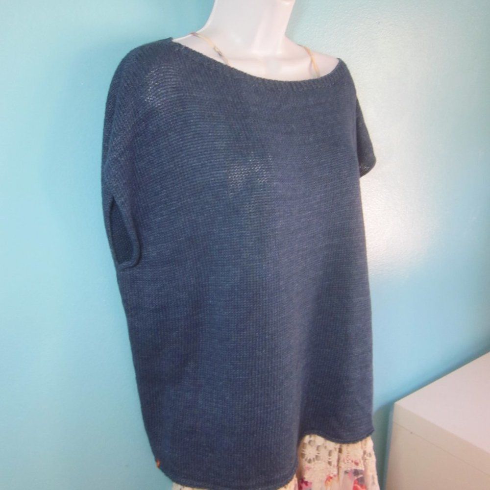 3.1 Phillip Lim Blue Linen Loose Sweater Pullover One Size Maevy Size ONE SIZE - 8 Thumbnail